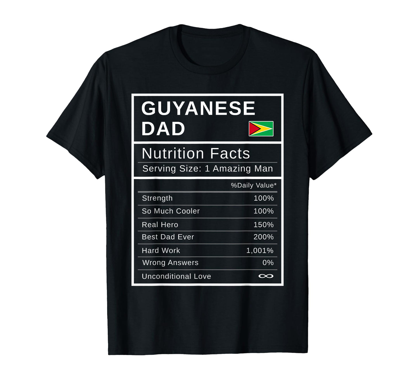 Guyanese Dad Nutrition Facts Fathers T-Shirt - Novelty Apparel Men Women - T-Shirt, Sweatshirt, Hoodie