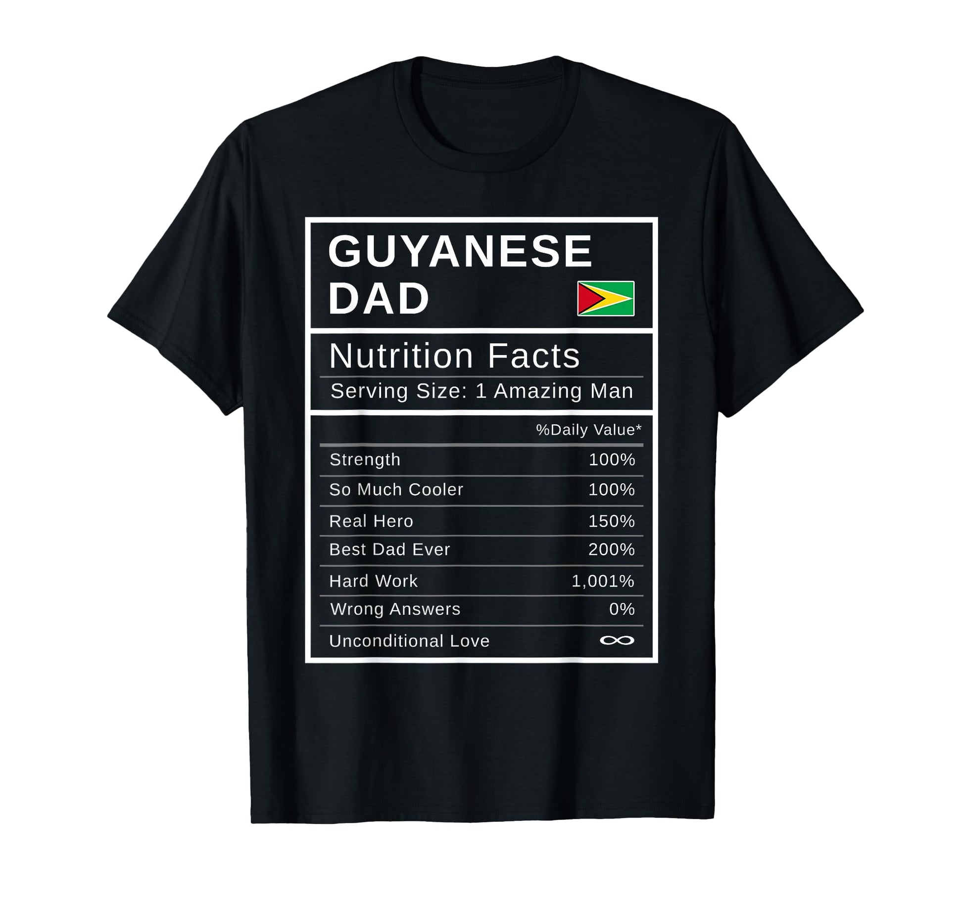 Guyanese Dad Nutrition Facts Fathers T-Shirt - Novelty Apparel Men Women - T-Shirt, Sweatshirt, Hoodie