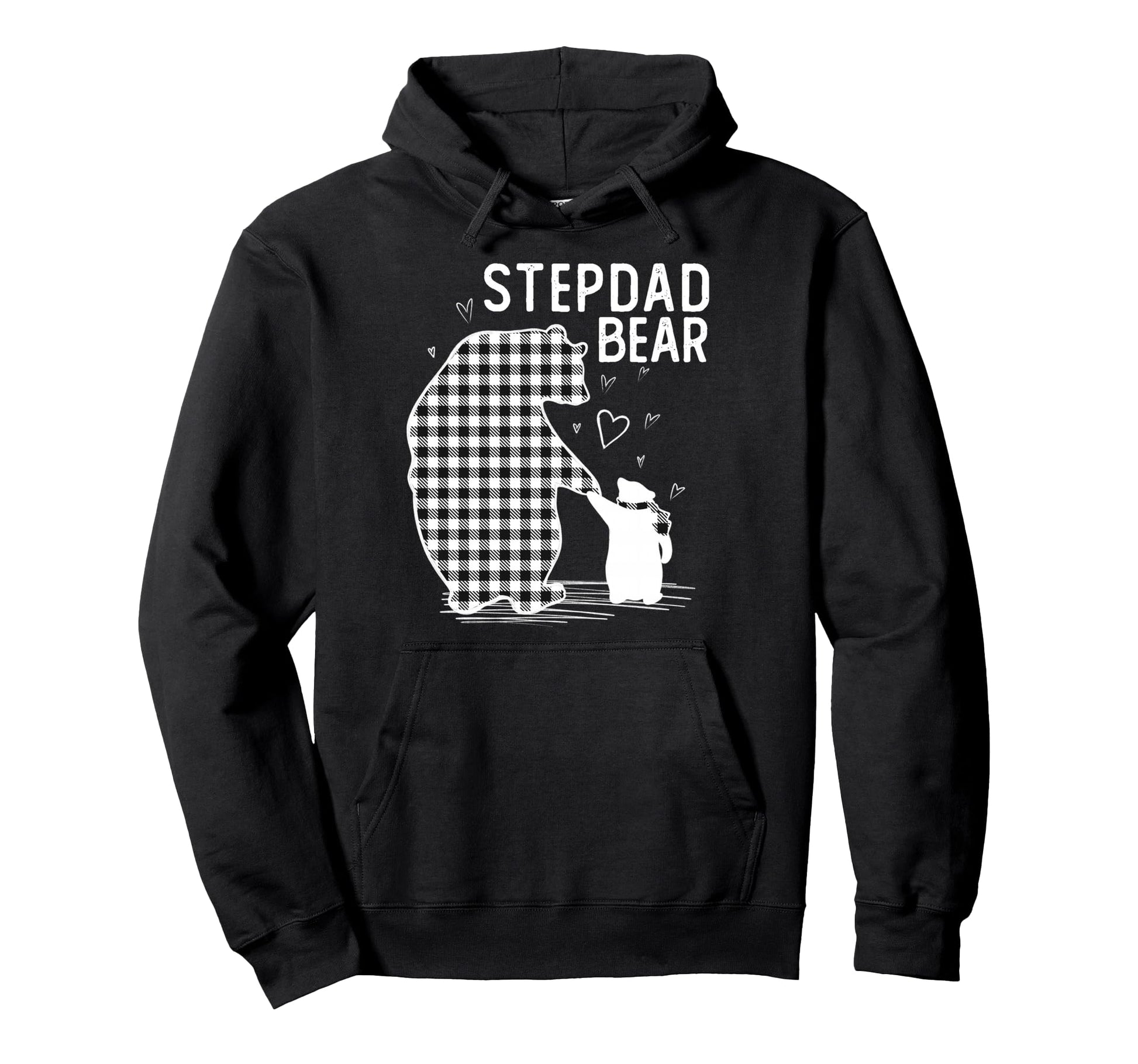 Stepdad Bear Pajama Grey Buffalo Plaid Hoodie - Aesthetic Graphic Unisex - T-Shirt, Sweatshirt, Hoodie