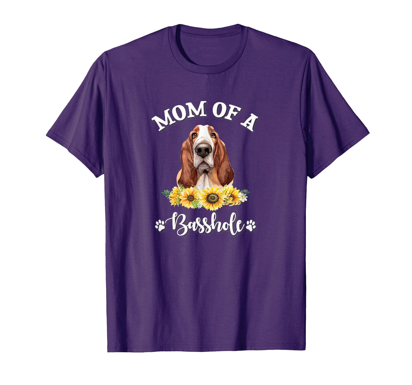 Womens Sunflowers Mom Basset Hound T-Shirt - Custom Art Print for Adults - T-Shirt, Sweatshirt, Hoodie