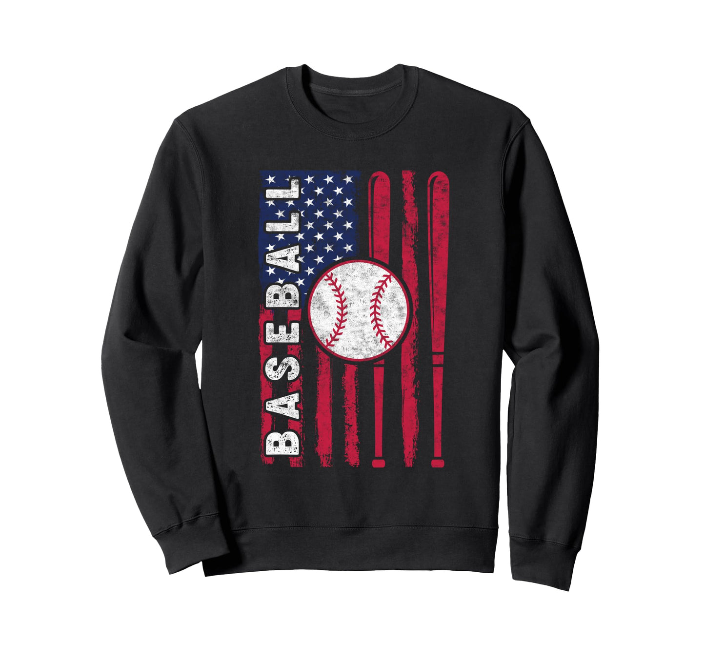 Baseball Us Flag Baseball Sweatshirt - Casual Everyday Wear for Adults - T-Shirt, Sweatshirt, Hoodie
