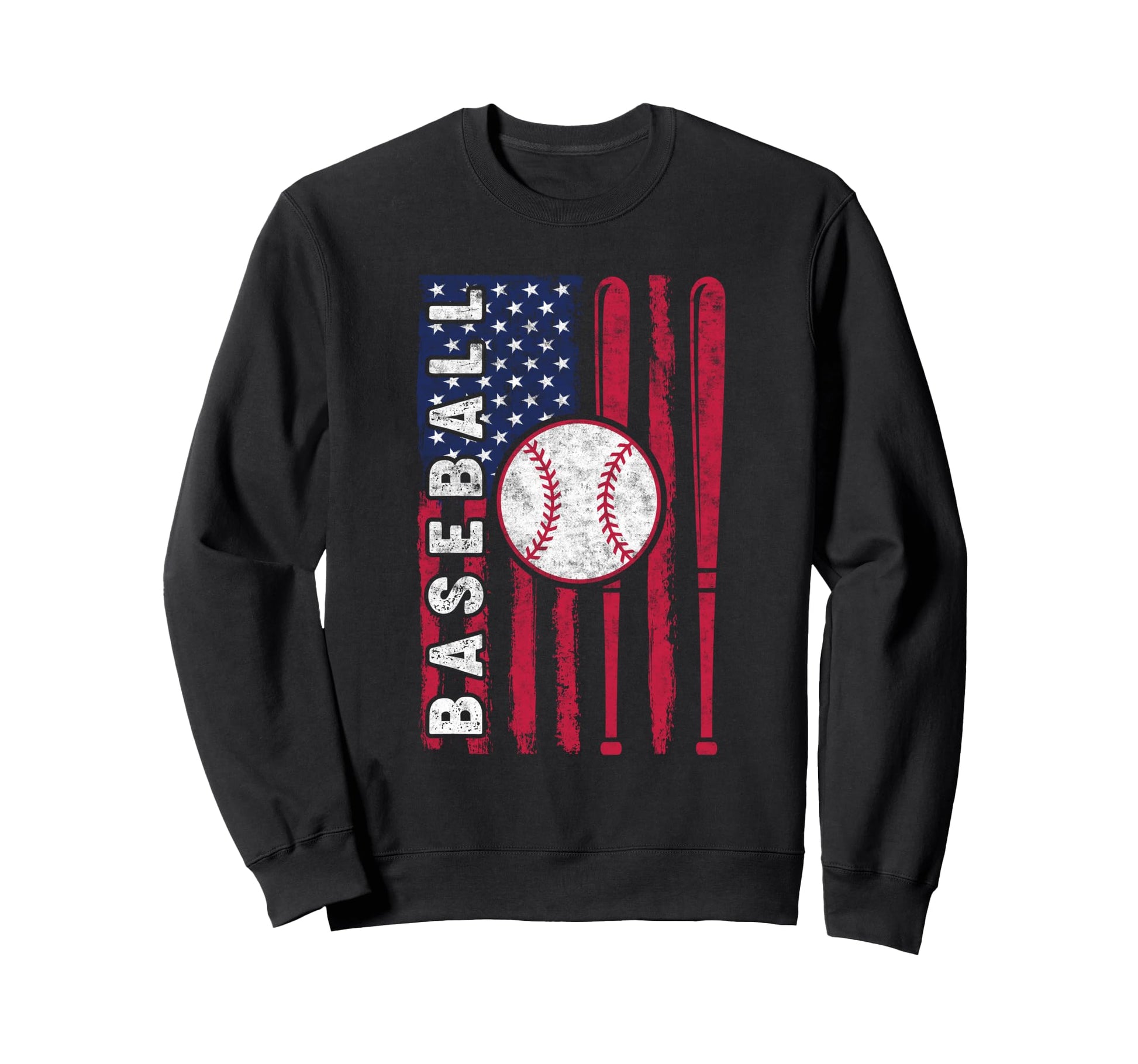 Baseball Us Flag Baseball Sweatshirt - Casual Everyday Wear for Adults - T-Shirt, Sweatshirt, Hoodie
