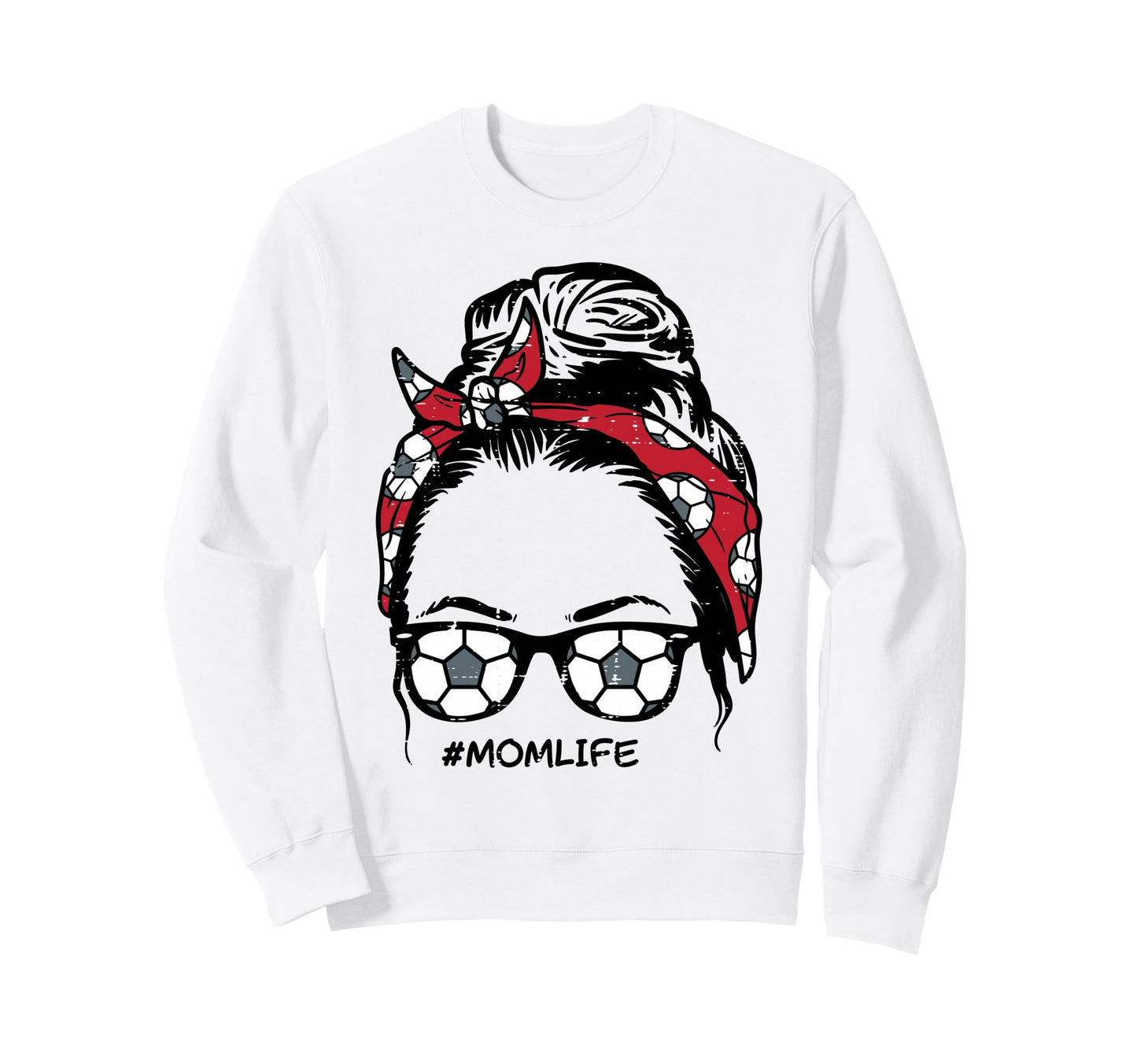 Soccer Bandana Sunglasses Mom Sweatshirt - Fun Novelty Design for Adults - T-Shirt, Sweatshirt, Hoodie