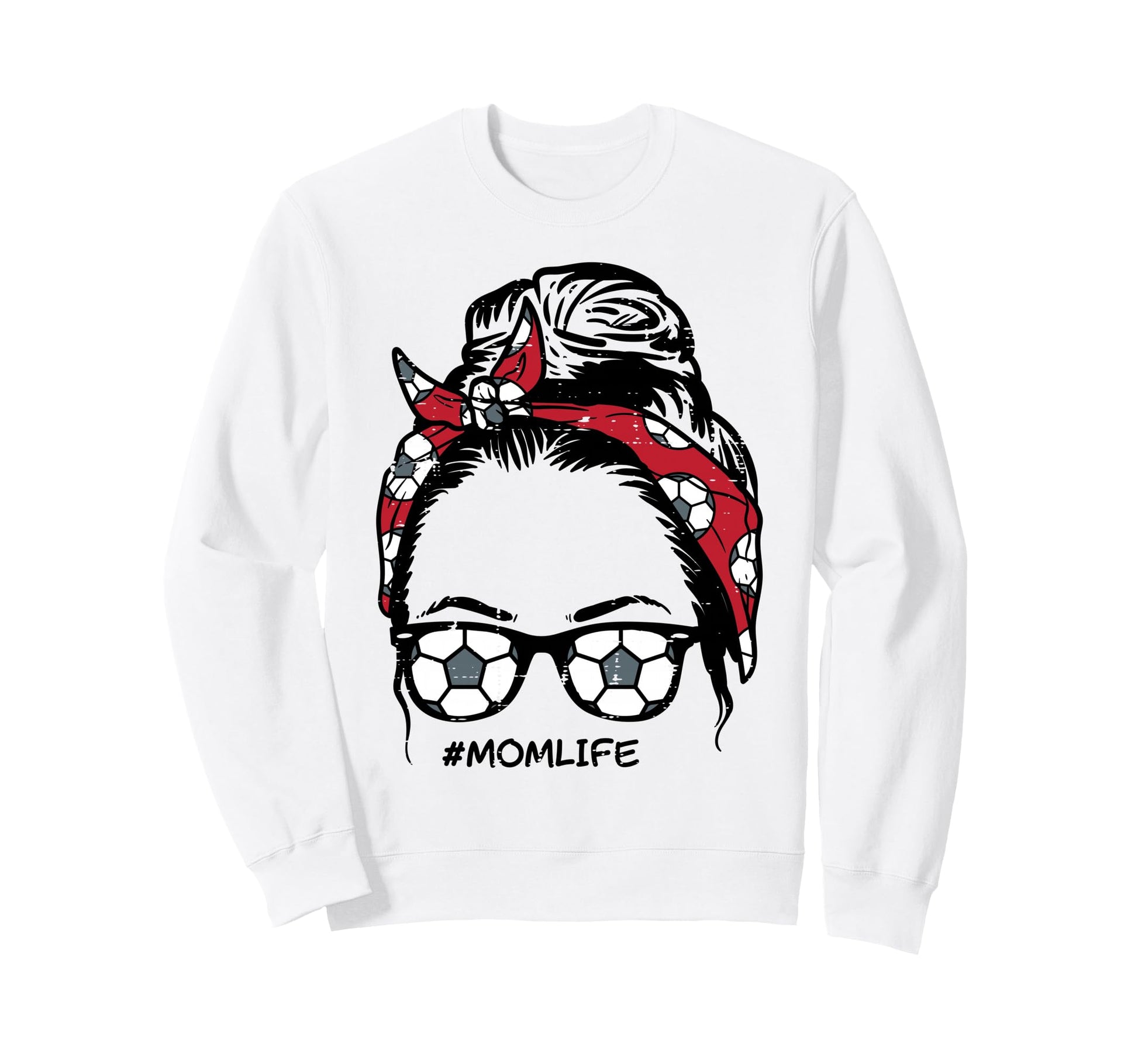 Soccer Bandana Sunglasses Mom Sweatshirt - Fun Novelty Design for Adults - T-Shirt, Sweatshirt, Hoodie