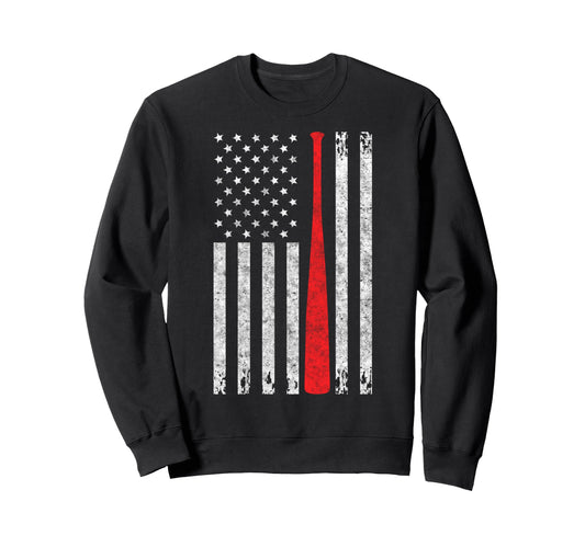 Baseball Us Flag Baseball Lover Sweatshirt - Minimalist Print for Adults - T-Shirt, Sweatshirt, Hoodie