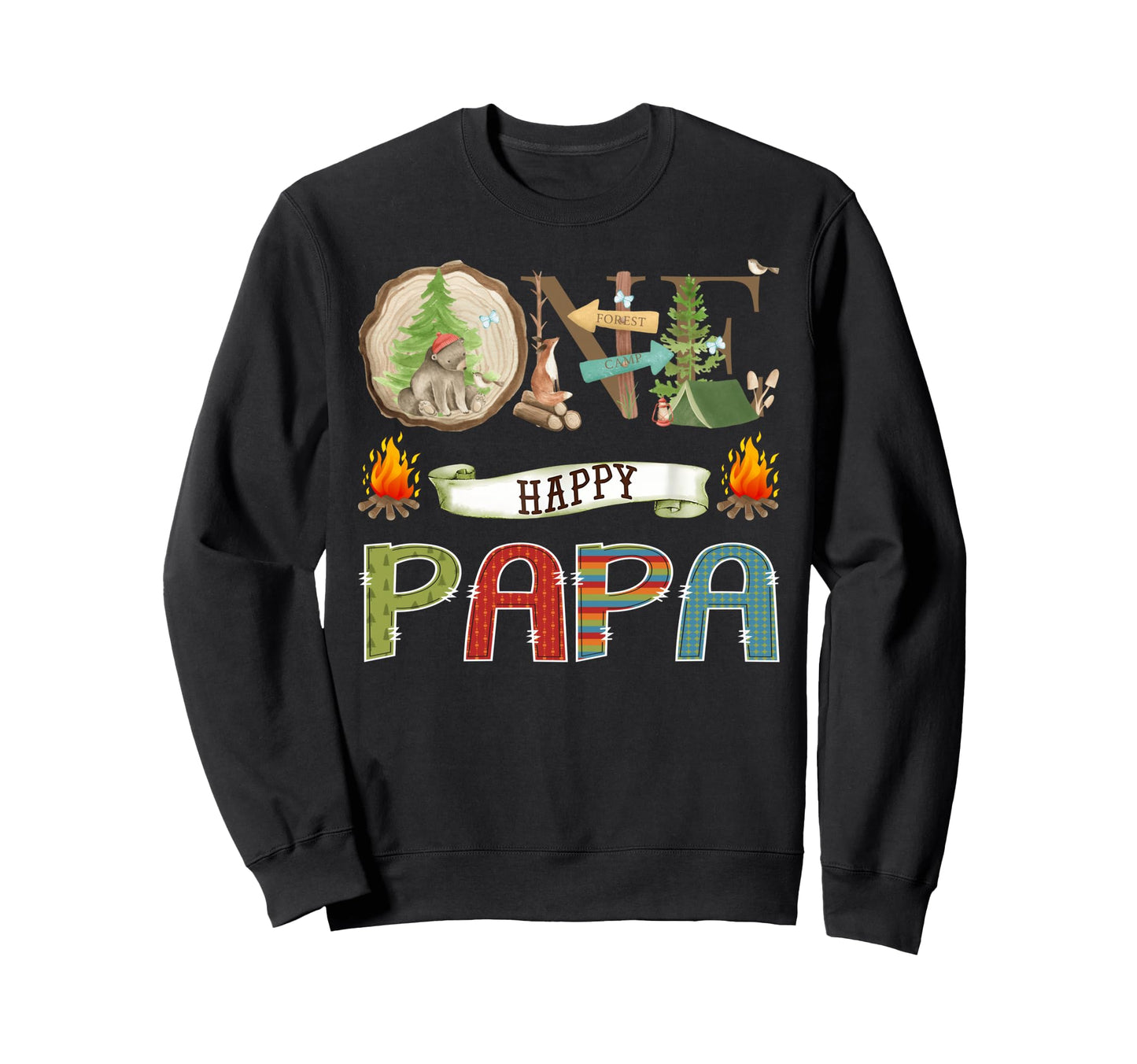 One Happy Papa Camper 1St Birthday Sweatshirt - Trendy Graphic for Adults - T-Shirt, Sweatshirt, Hoodie