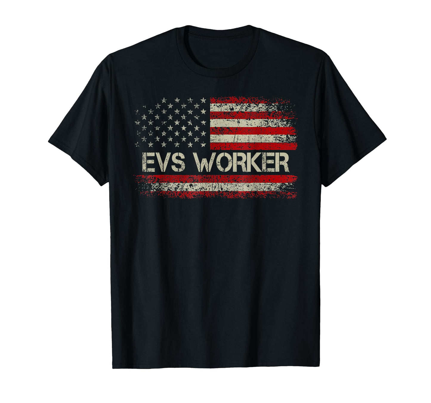 Evs Worker American Flag Us T-Shirt - Fun Novelty Design for Adults - T-Shirt, Sweatshirt, Hoodie