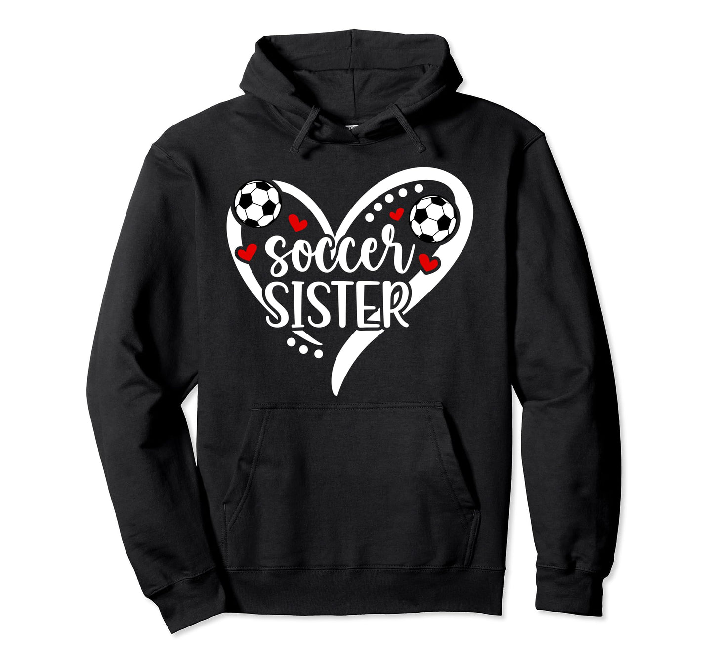 Soccer Sister Heart Sister Soccer Hoodie - Minimalist Print for Adults - T-Shirt, Sweatshirt, Hoodie