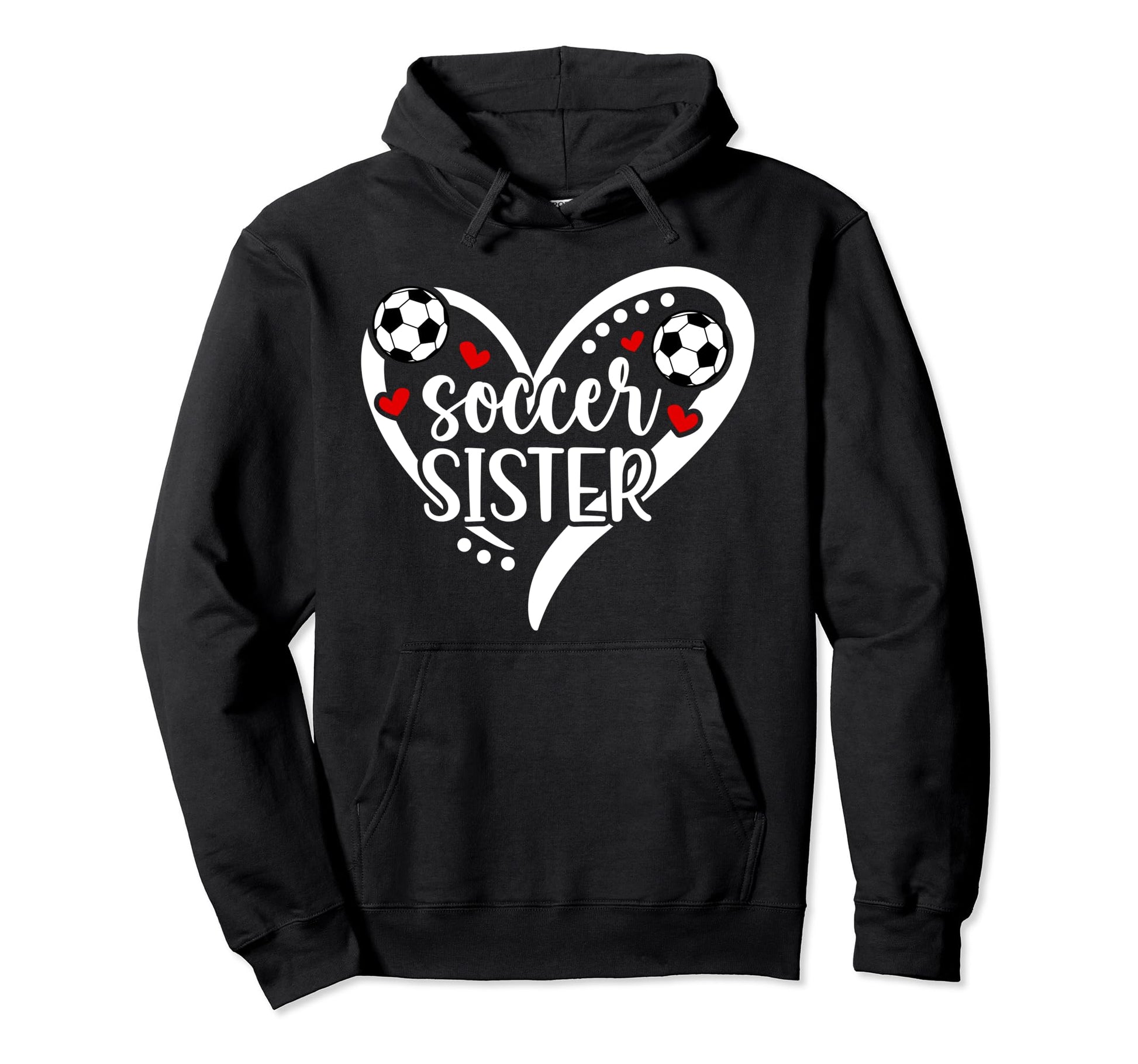 Soccer Sister Heart Sister Soccer Hoodie - Minimalist Print for Adults - T-Shirt, Sweatshirt, Hoodie