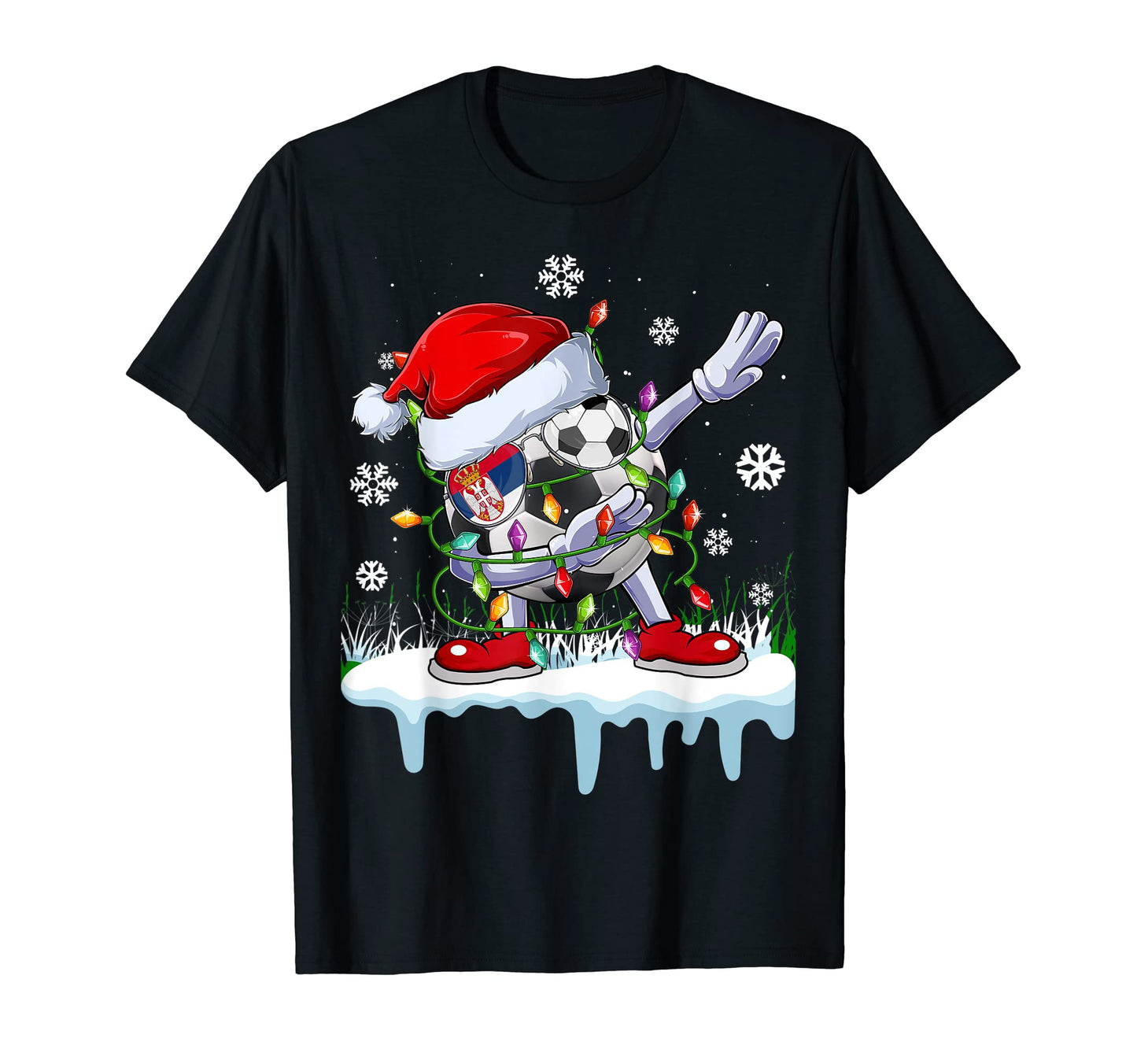 Funny Santa Dabbing Serbia Soccer Fans T-Shirt - Minimalist Print Unisex - T-Shirt, Sweatshirt, Hoodie