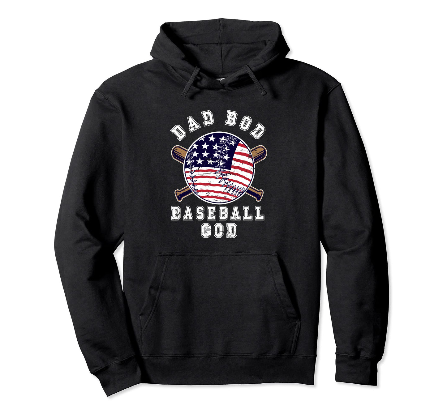 Dad Bod Baseball God Us Flag Hoodie - Aesthetic Graphic for Adults - T-Shirt, Sweatshirt, Hoodie