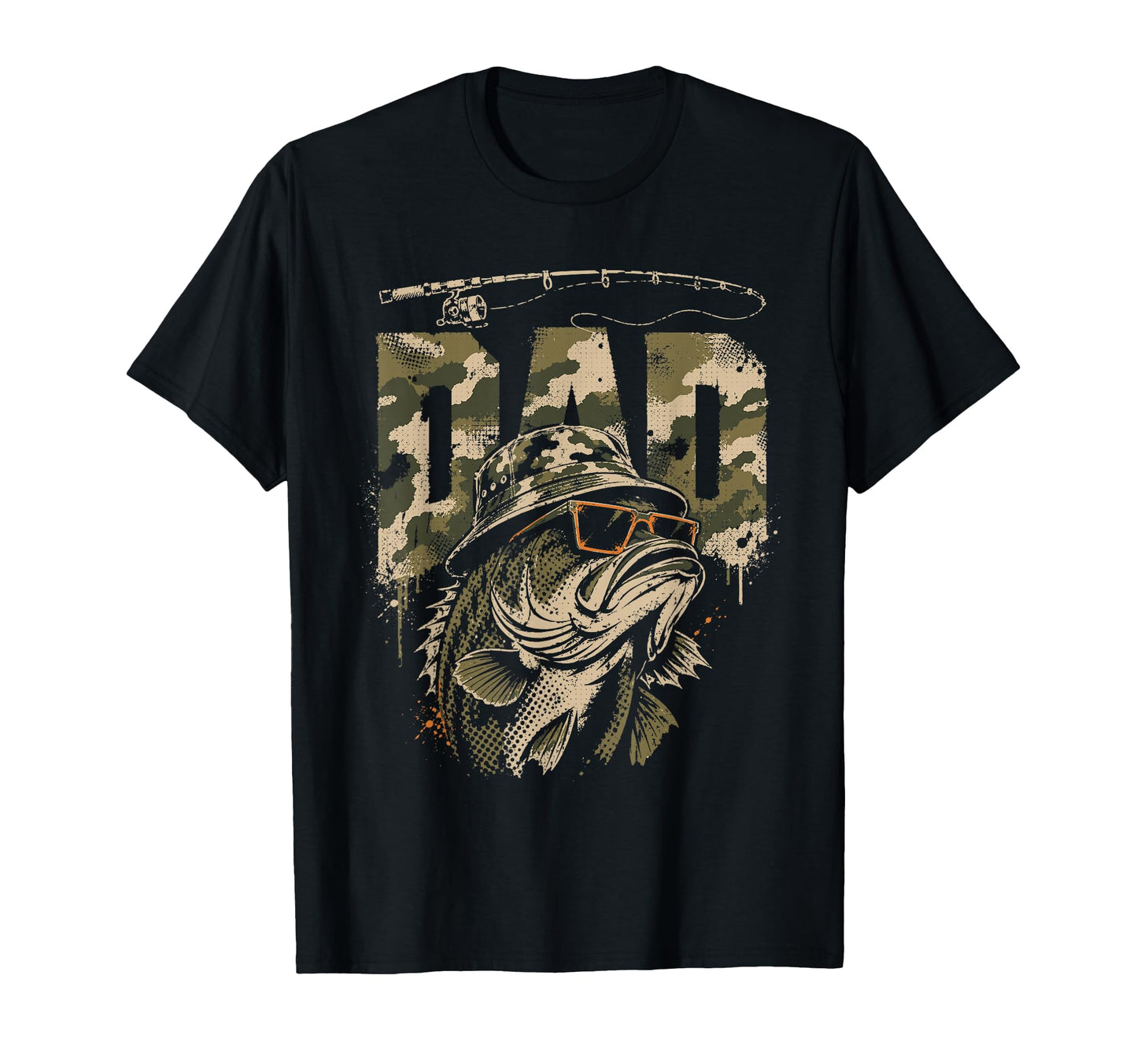 Fishing Dad Camo Bass Fish Funny T-Shirt - Graphic Print for Adults - T-Shirt, Sweatshirt, Hoodie