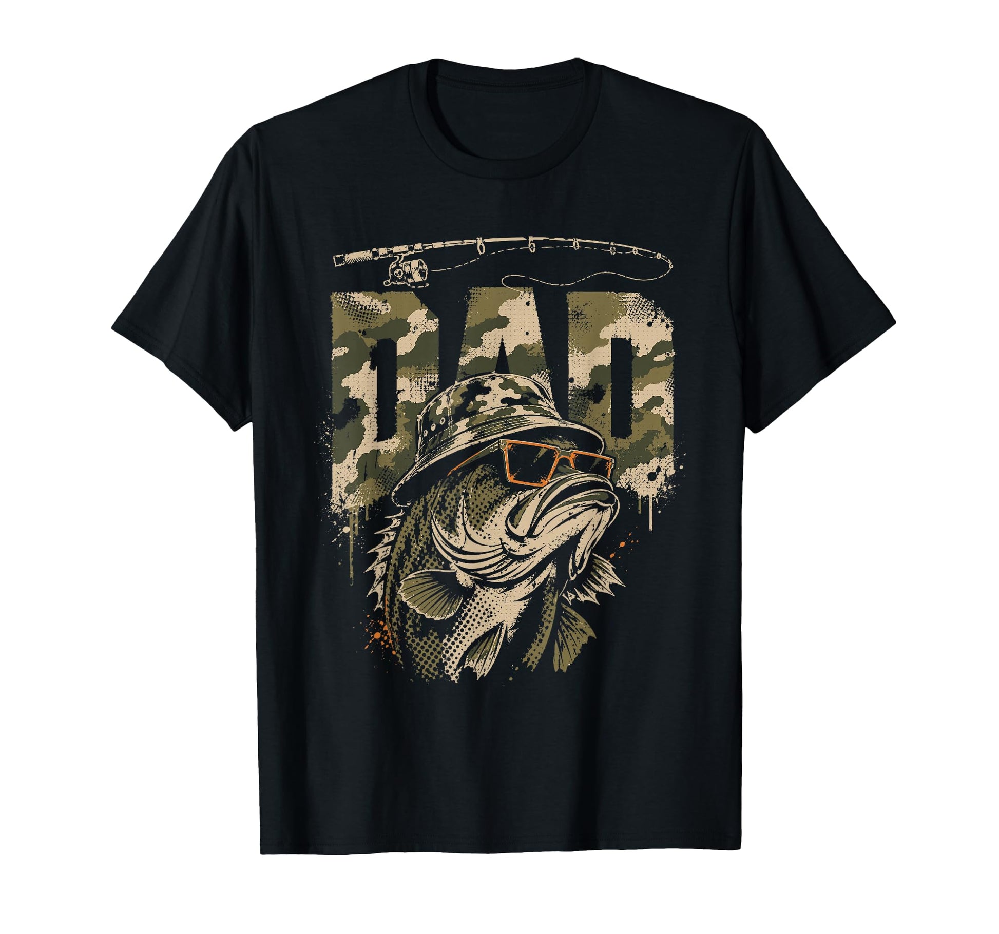 Fishing Dad Camo Bass Fish Funny T-Shirt - Graphic Print for Adults - T-Shirt, Sweatshirt, Hoodie