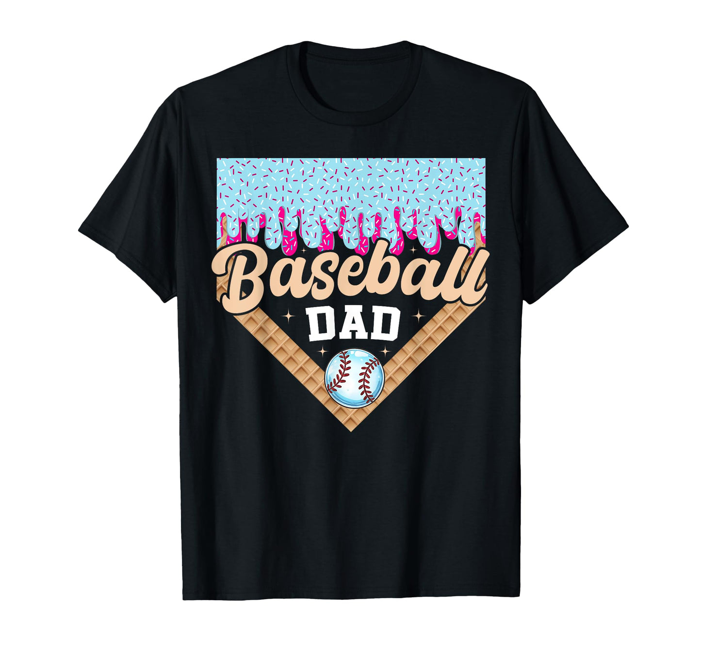Baseball Dad Ice Cream Drip Fathers Day T-Shirt - Graphic Print Unisex - T-Shirt, Sweatshirt, Hoodie