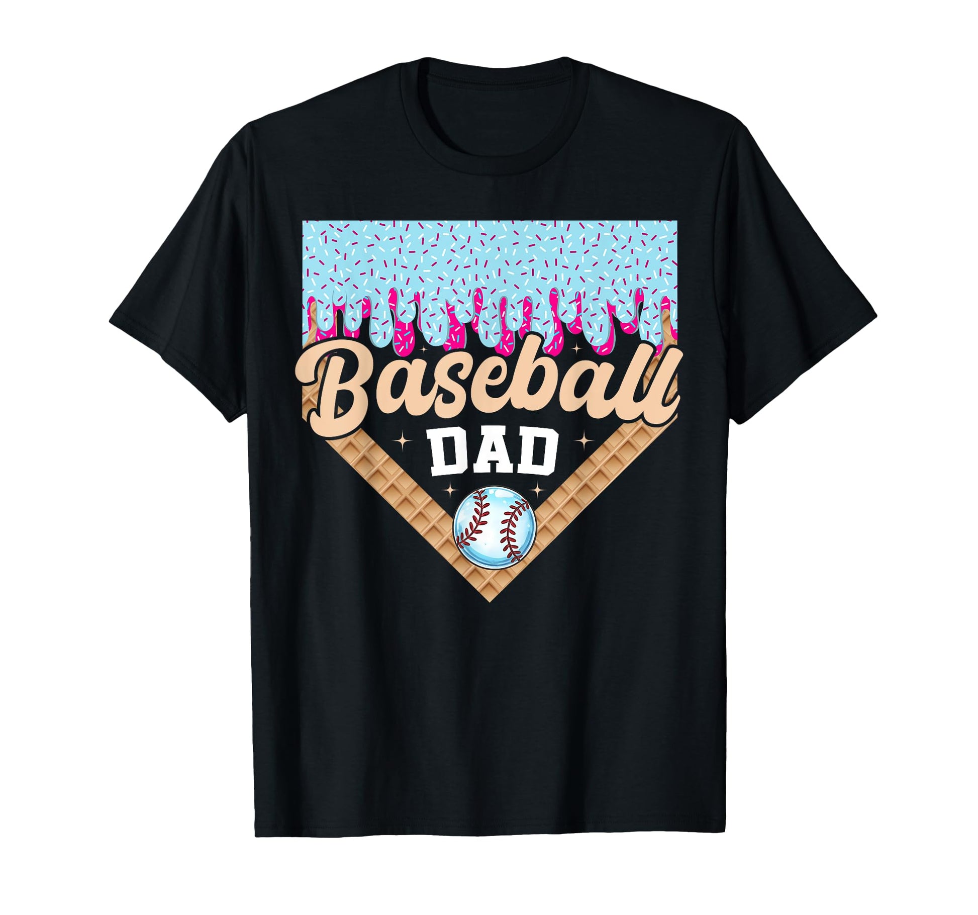 Baseball Dad Ice Cream Drip Fathers Day T-Shirt - Graphic Print Unisex - T-Shirt, Sweatshirt, Hoodie