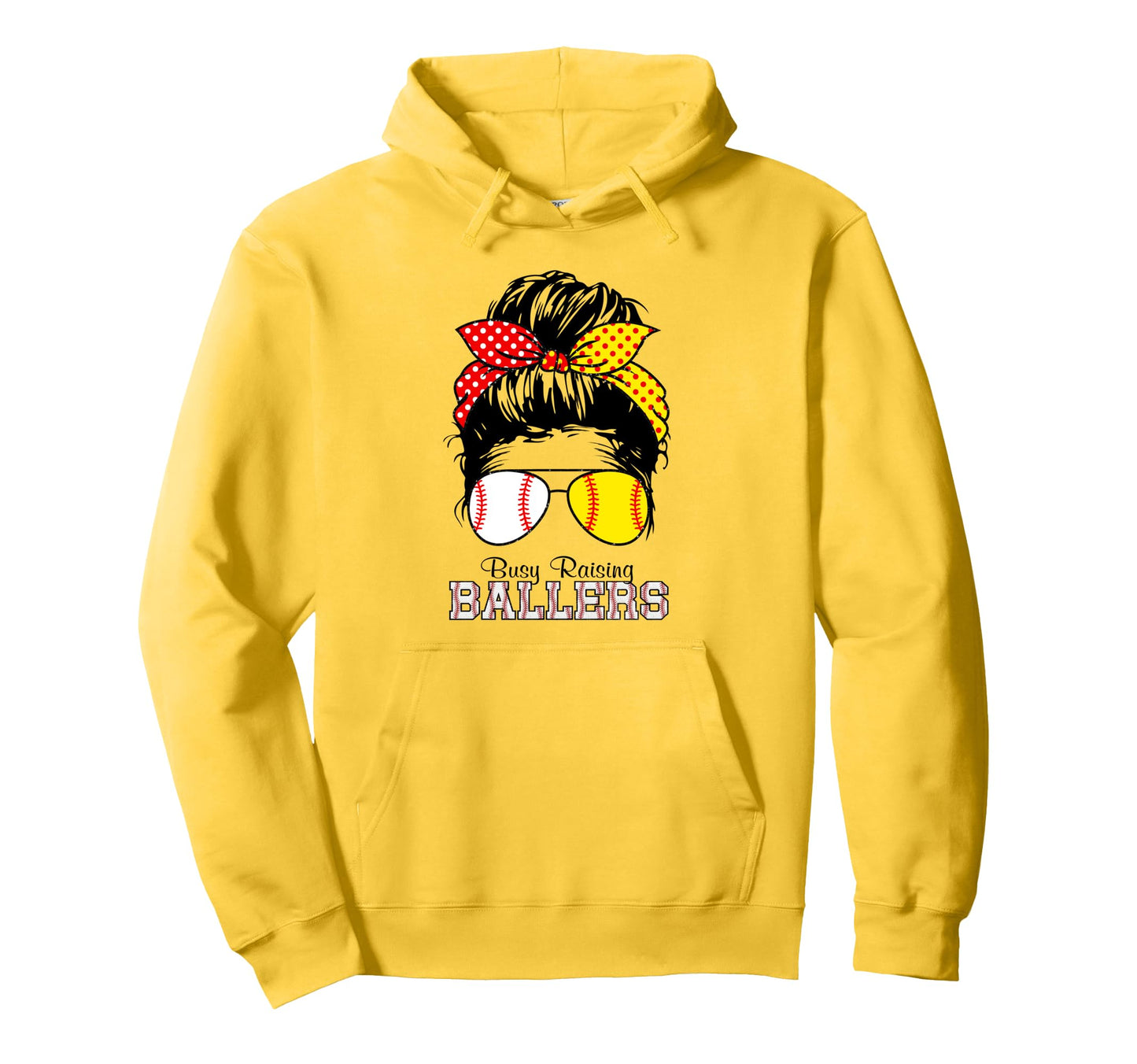 Busy Raising Ballers Messy Bun Funny Hoodie - Trendy Graphic Men Women - T-Shirt, Sweatshirt, Hoodie