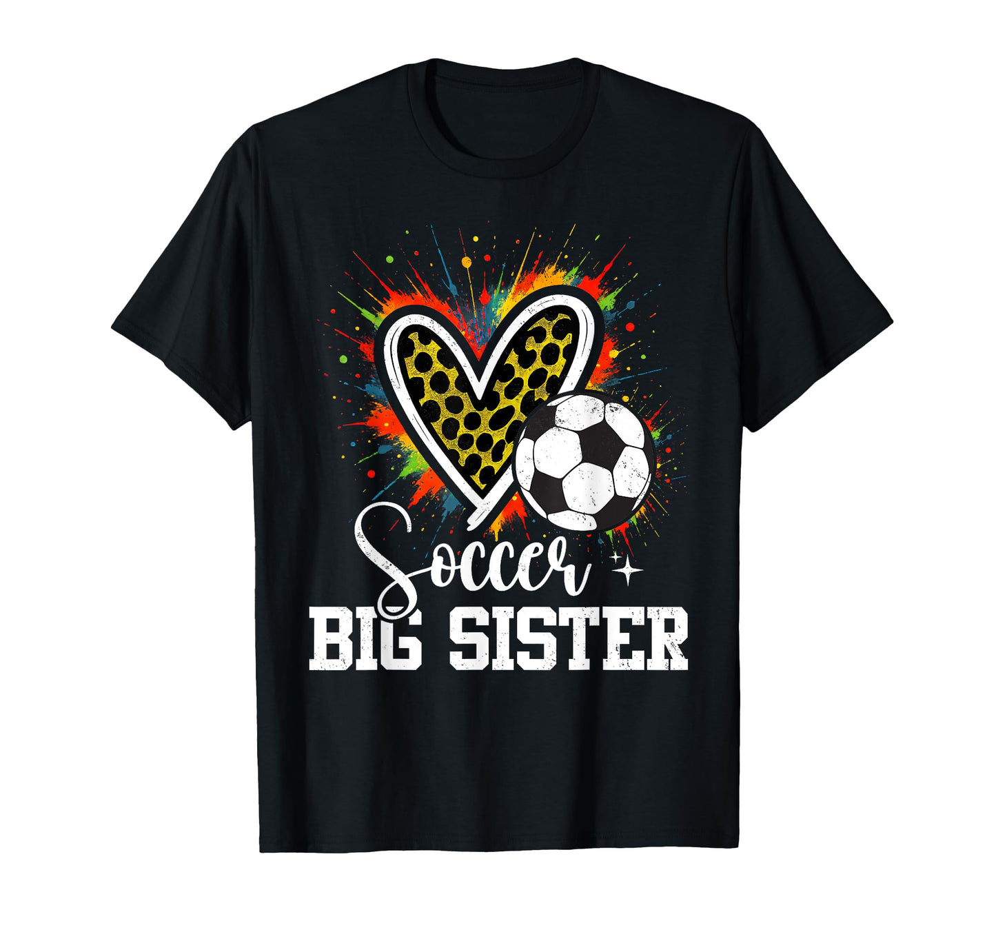 Soccer Big Sister Leopard Heart T-Shirt - Streetwear Style Men Women - T-Shirt, Sweatshirt, Hoodie