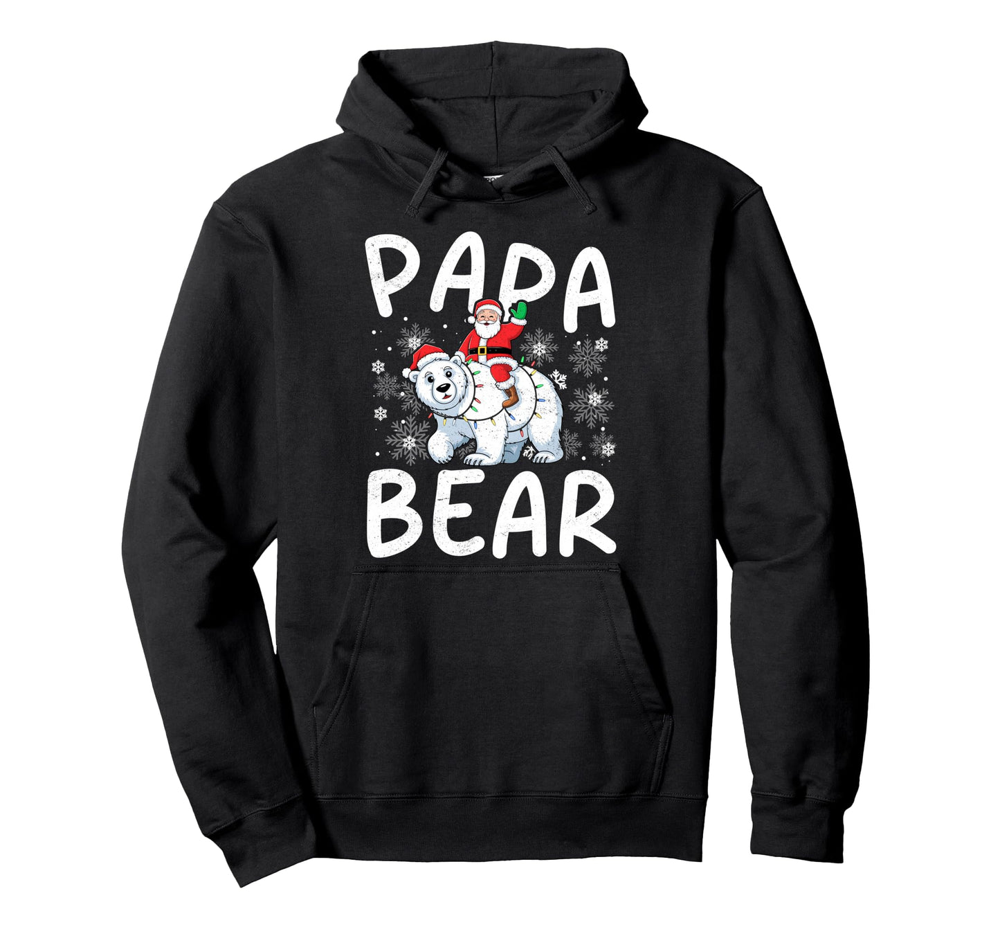 Funny Papa Bear Lights Santa Hat Hoodie - Trendy Graphic Men Women - T-Shirt, Sweatshirt, Hoodie