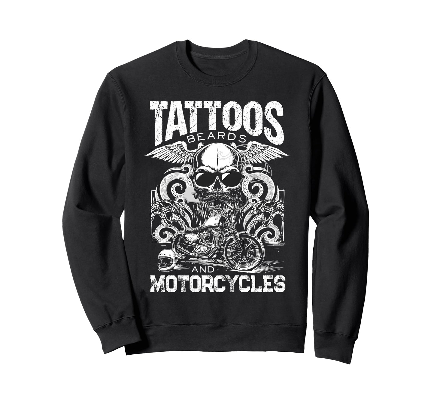 Tattoos Beards And Motorcycles Sweatshirt - Trendy Graphic for Adults - T-Shirt, Sweatshirt, Hoodie
