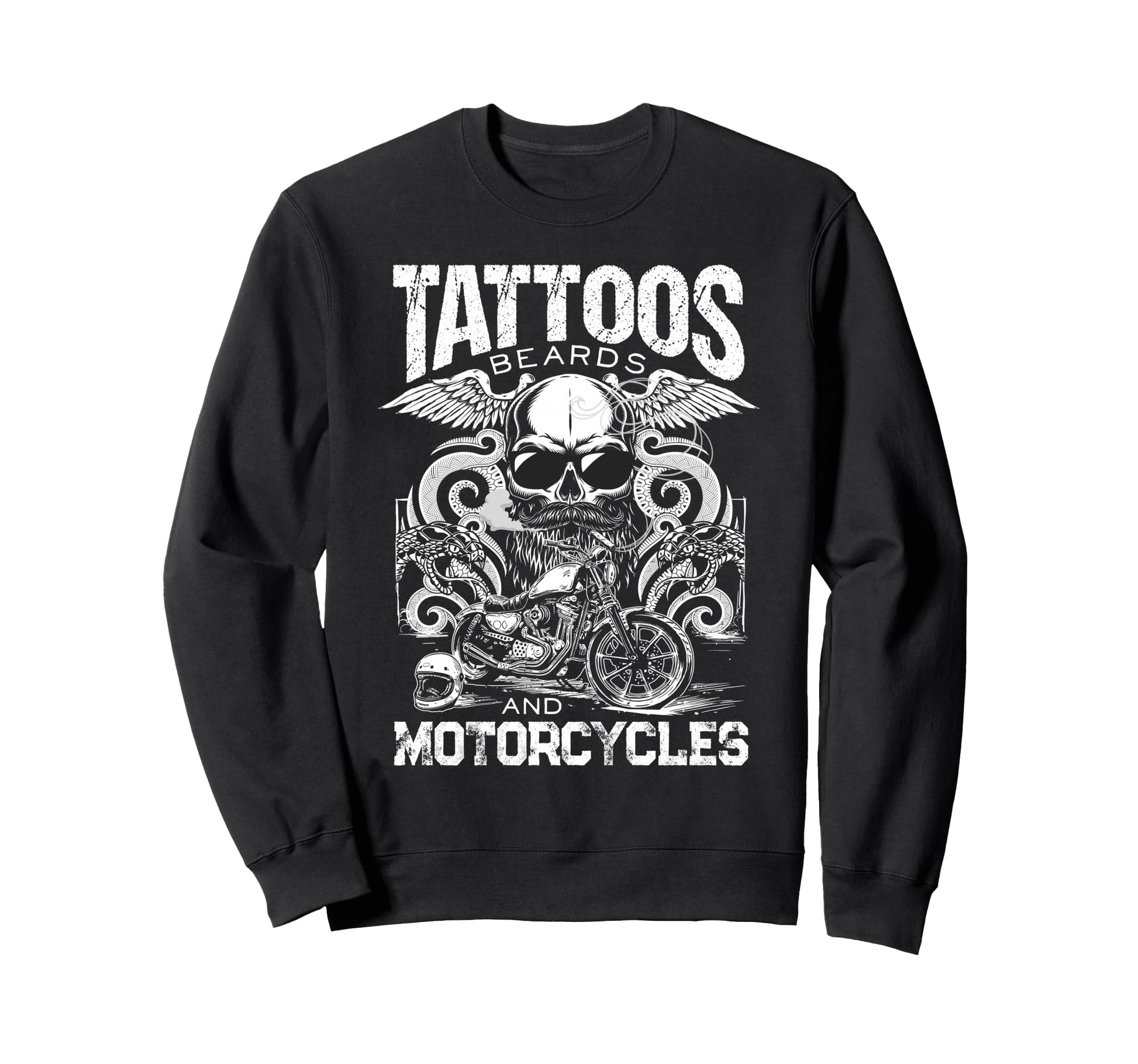 Tattoos Beards And Motorcycles Sweatshirt - Trendy Graphic for Adults - T-Shirt, Sweatshirt, Hoodie