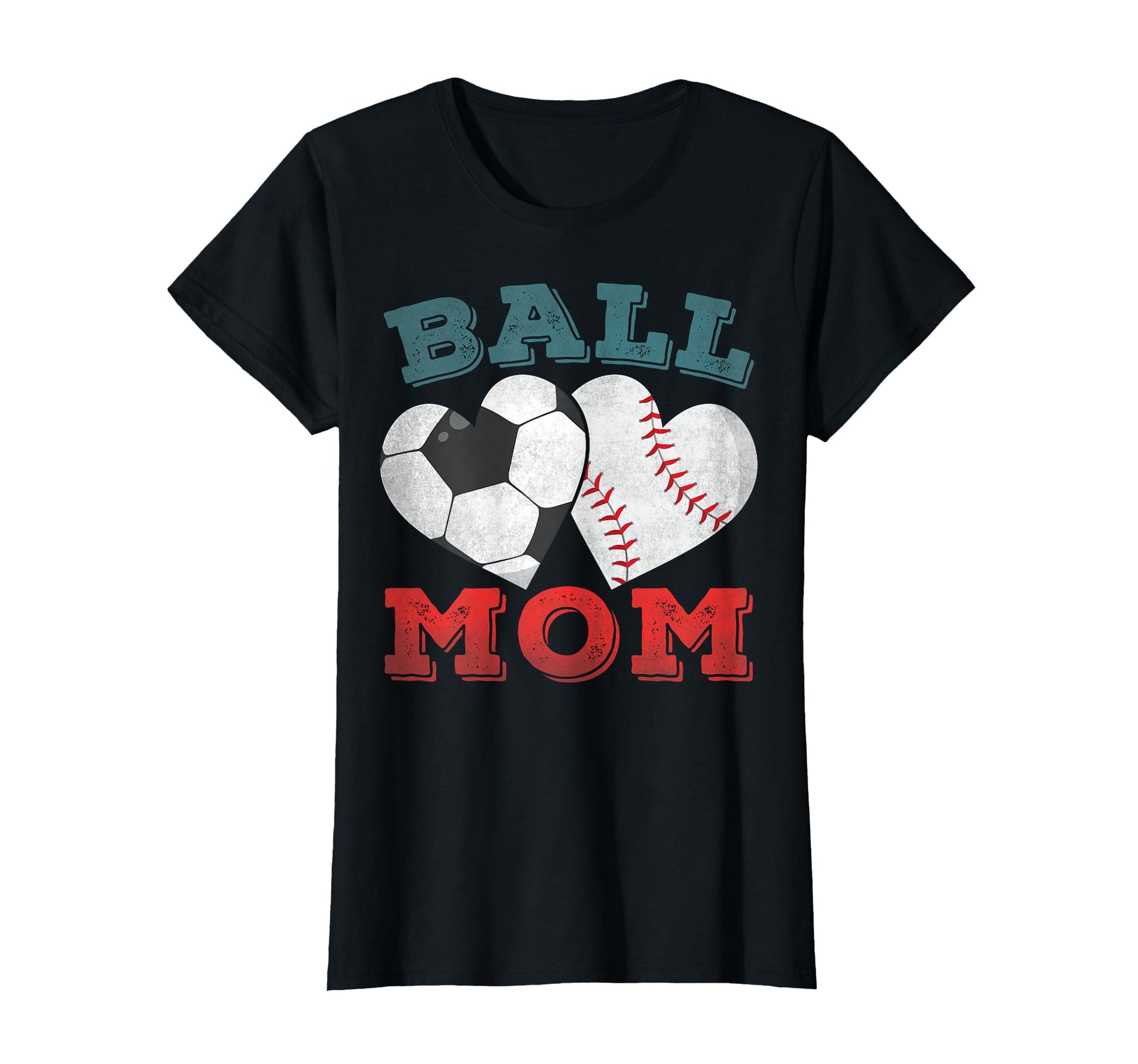 Ball Mom Heart Baseball Soccer Mom Gifts T-Shirt - Minimalist Print Unisex - T-Shirt, Sweatshirt, Hoodie
