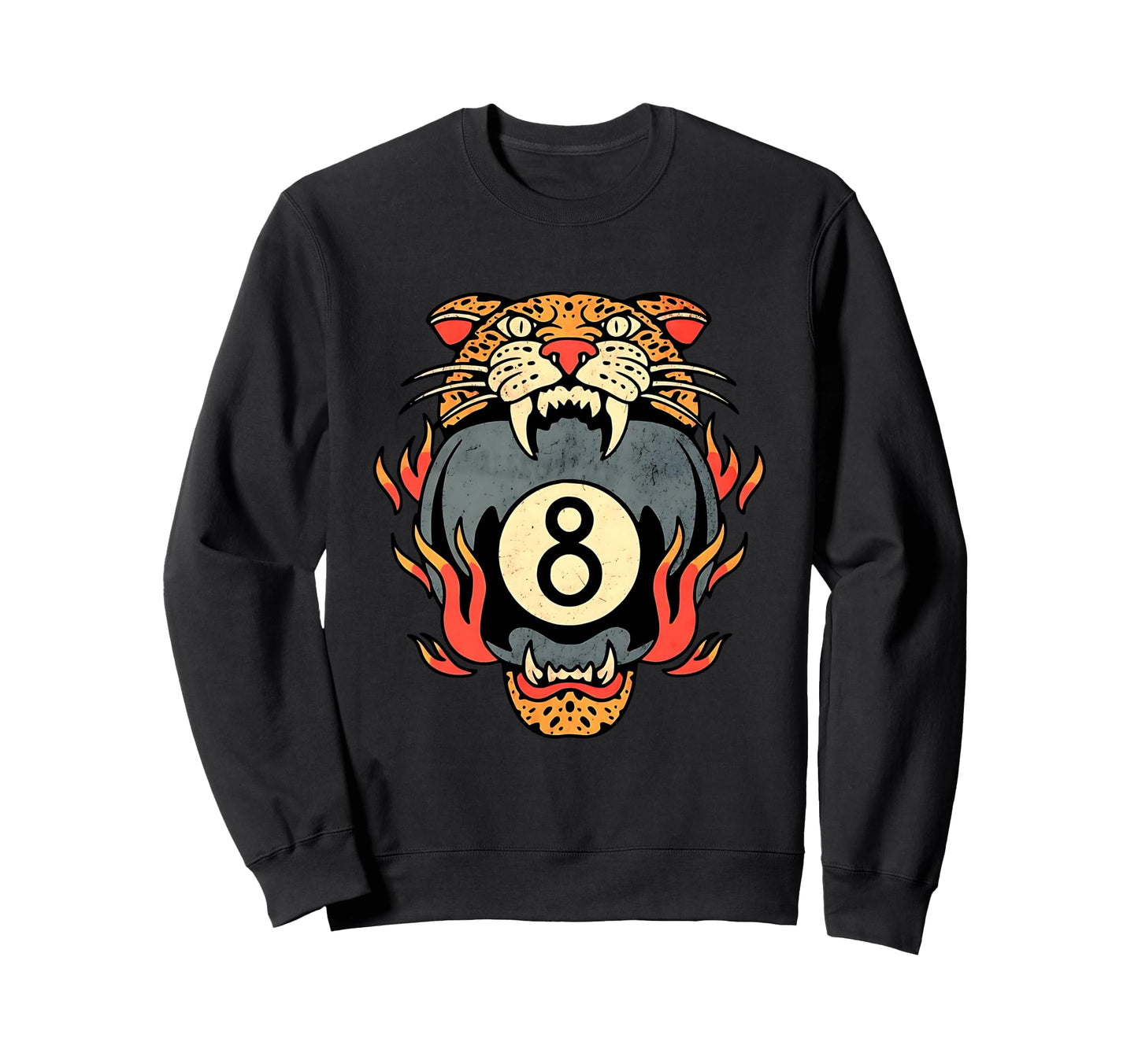 Lucky Leopard Traditional Tattoo 8 Sweatshirt - Trendy Graphic for Adults - T-Shirt, Sweatshirt, Hoodie
