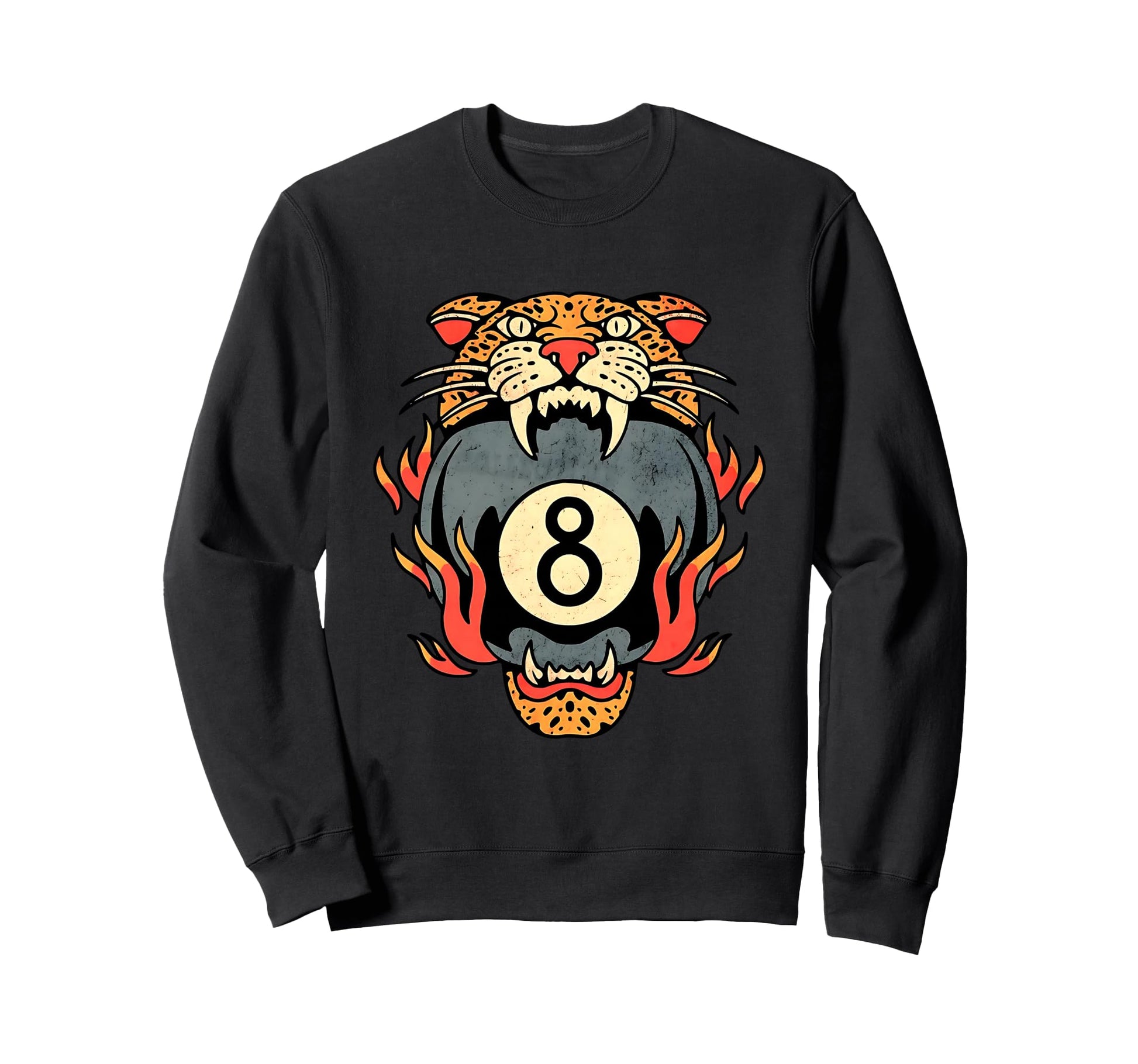 Lucky Leopard Traditional Tattoo 8 Sweatshirt - Trendy Graphic for Adults - T-Shirt, Sweatshirt, Hoodie