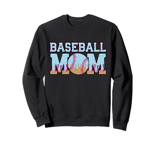Baseball Ice Cream Drip Sports Mom Sweatshirt - Casual Everyday Wear Unisex - T-Shirt, Sweatshirt, Hoodie