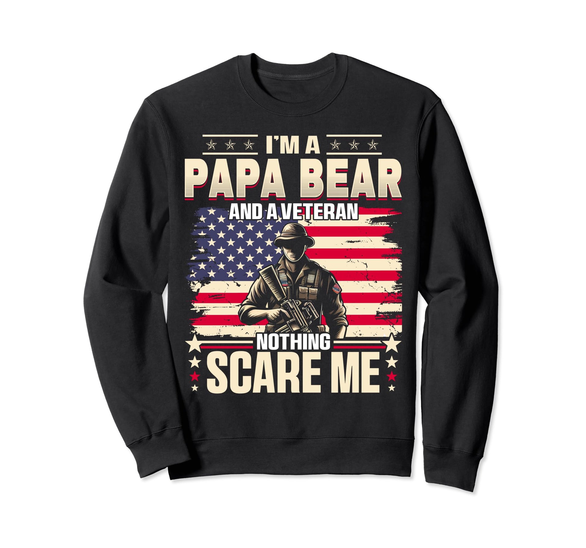 Veteran Papa Bear Dad Usa Flag 4Th Sweatshirt - Novelty Apparel for Adults - T-Shirt, Sweatshirt, Hoodie