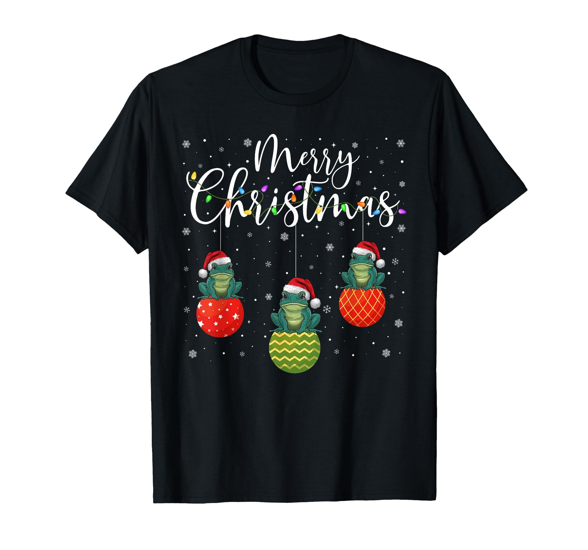 Merry Lights Santa Hat Frog Ugly T-Shirt - Minimalist Print Men Women - T-Shirt, Sweatshirt, Hoodie