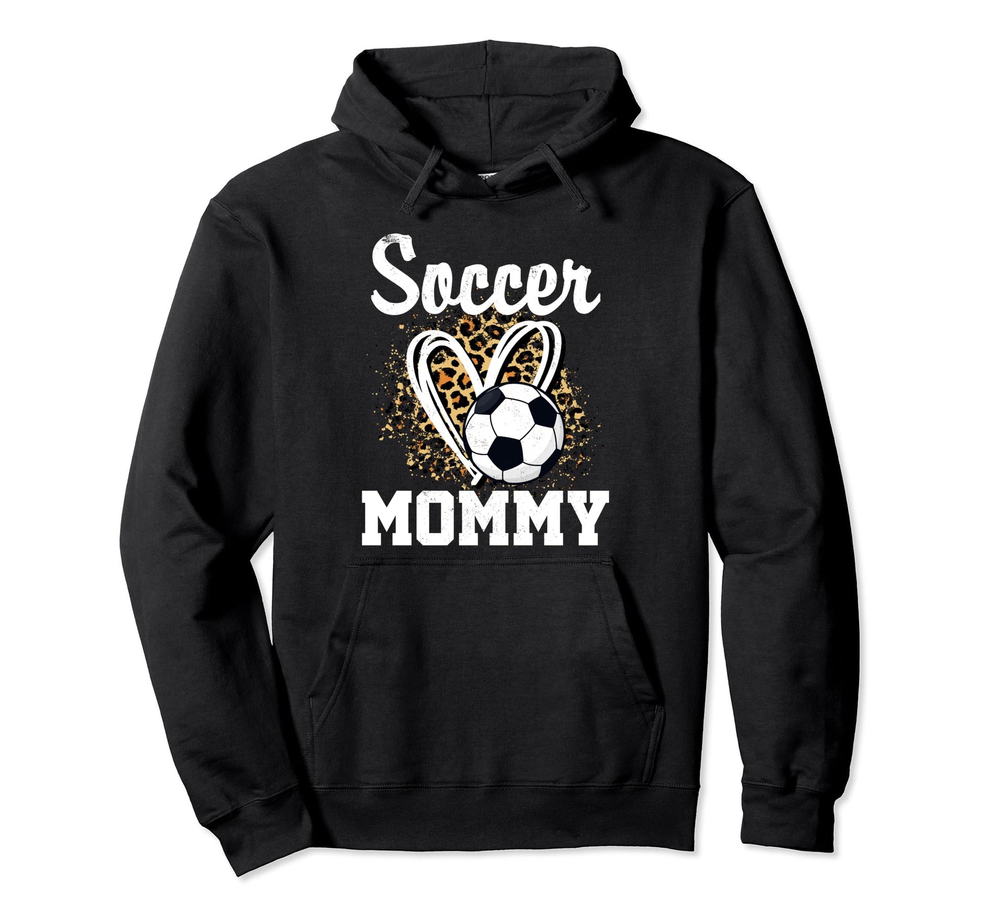Soccer Mommy Leopard Heart Matching Hoodie - Novelty Apparel for Adults - T-Shirt, Sweatshirt, Hoodie