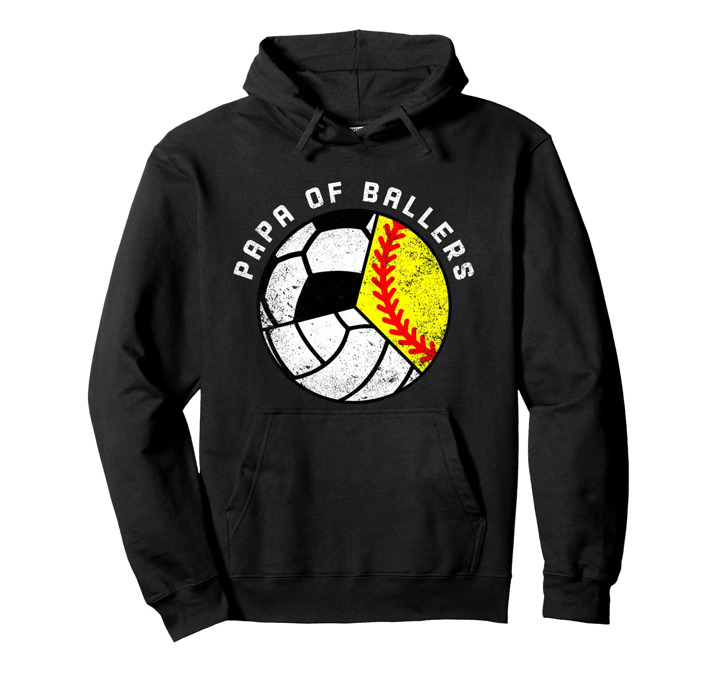 Papa Ballers Funny Softball Hoodie - Custom Art Print for Adults - T-Shirt, Sweatshirt, Hoodie