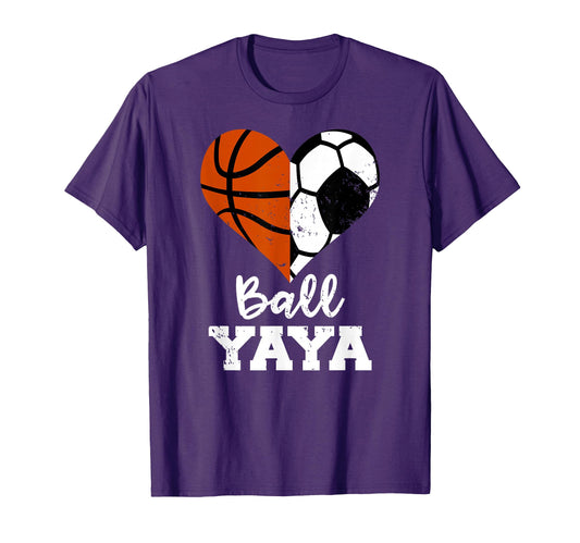 Ball Yaya Heart Funny Soccer Basketball T-Shirt - Graphic Print Men Women - T-Shirt, Sweatshirt, Hoodie