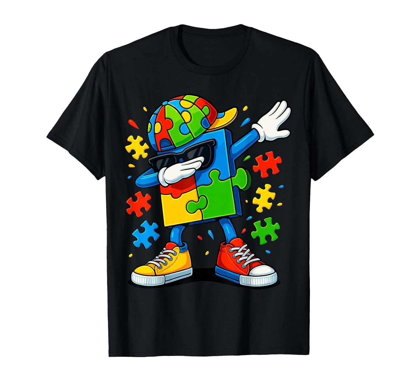 Dabbing Puzzle Autism Awareness T-Shirt - Custom Art Print for Adults - T-Shirt, Sweatshirt, Hoodie