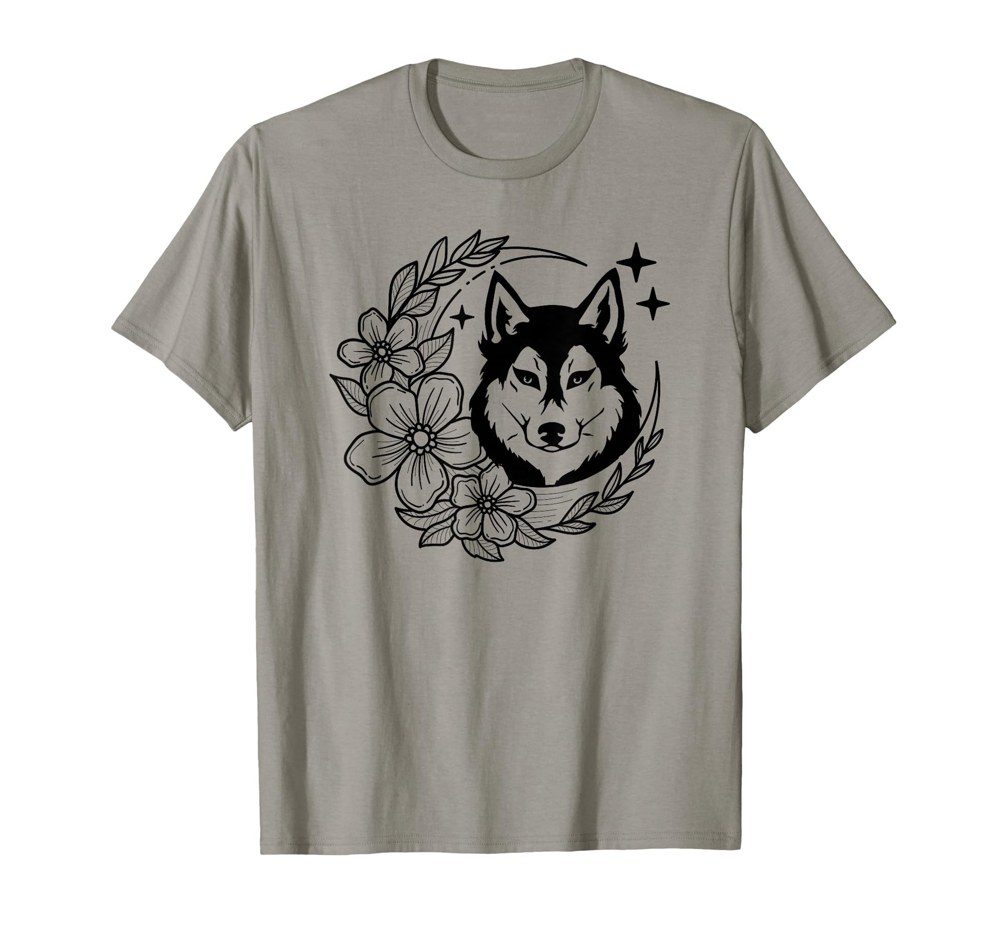 Husky Dog Flowers Husky Owner Husky Lover T-Shirt - Custom Art Print Unisex - T-Shirt, Sweatshirt, Hoodie