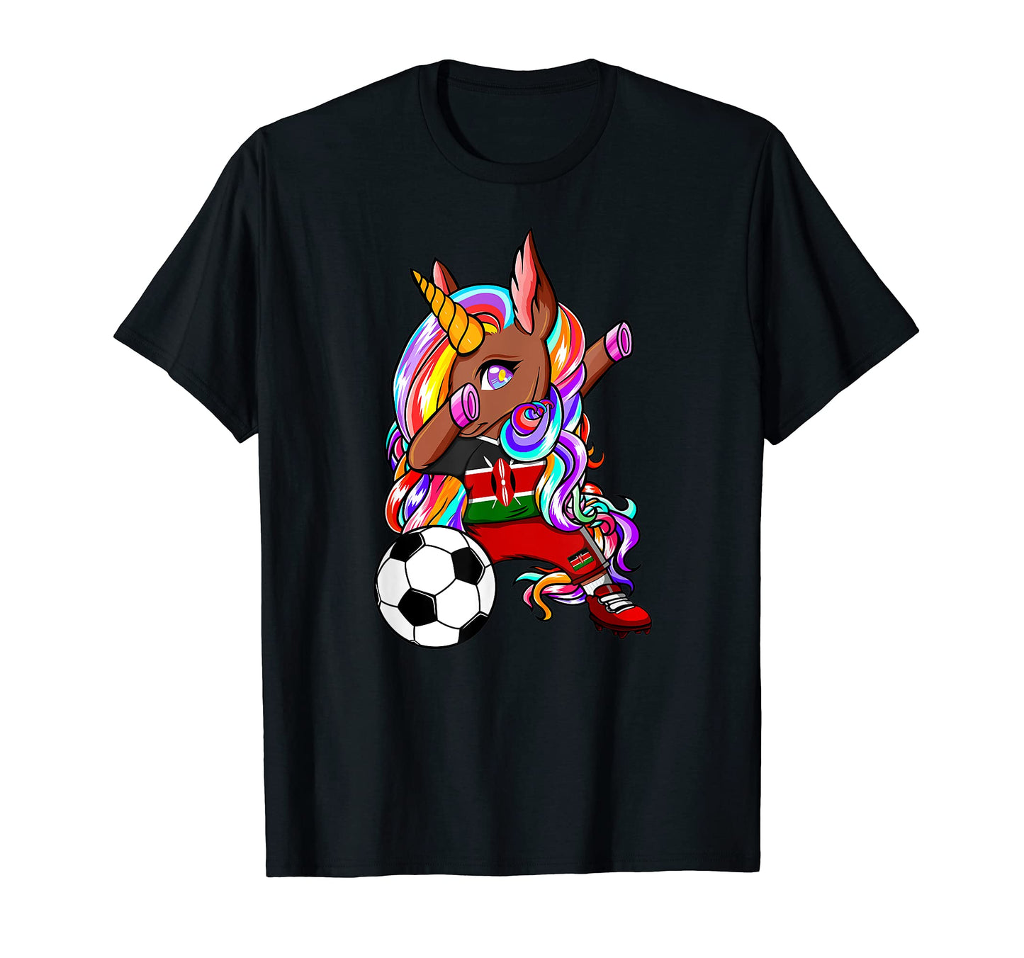 Dabbing Brown Skin Unicorn Kenya T-Shirt - Aesthetic Graphic for Adults - T-Shirt, Sweatshirt, Hoodie