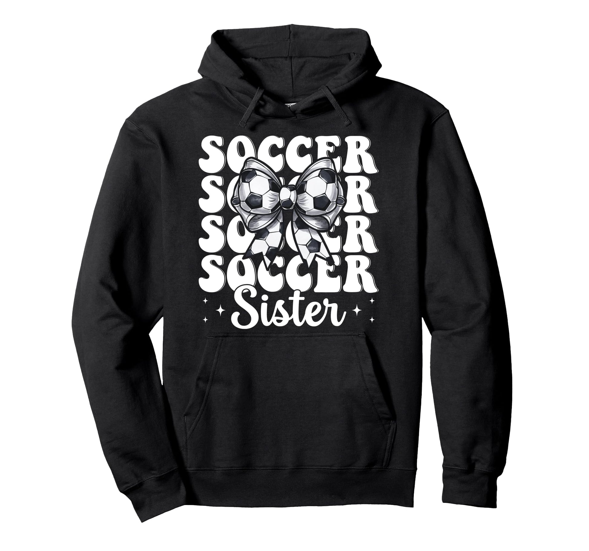 Soccer Sister Soccer Coquette Bow Hoodie - Graphic Print for Adults - T-Shirt, Sweatshirt, Hoodie