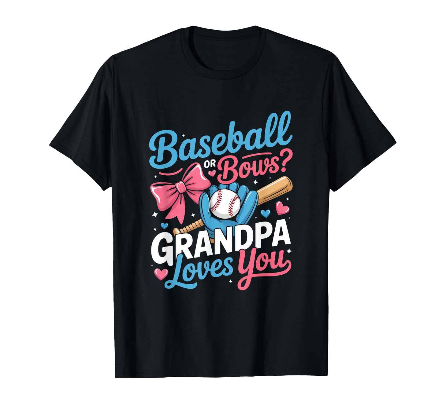 Gender Reveal Baseball Or Bows T-Shirt - Custom Art Print Men Women - T-Shirt, Sweatshirt, Hoodie