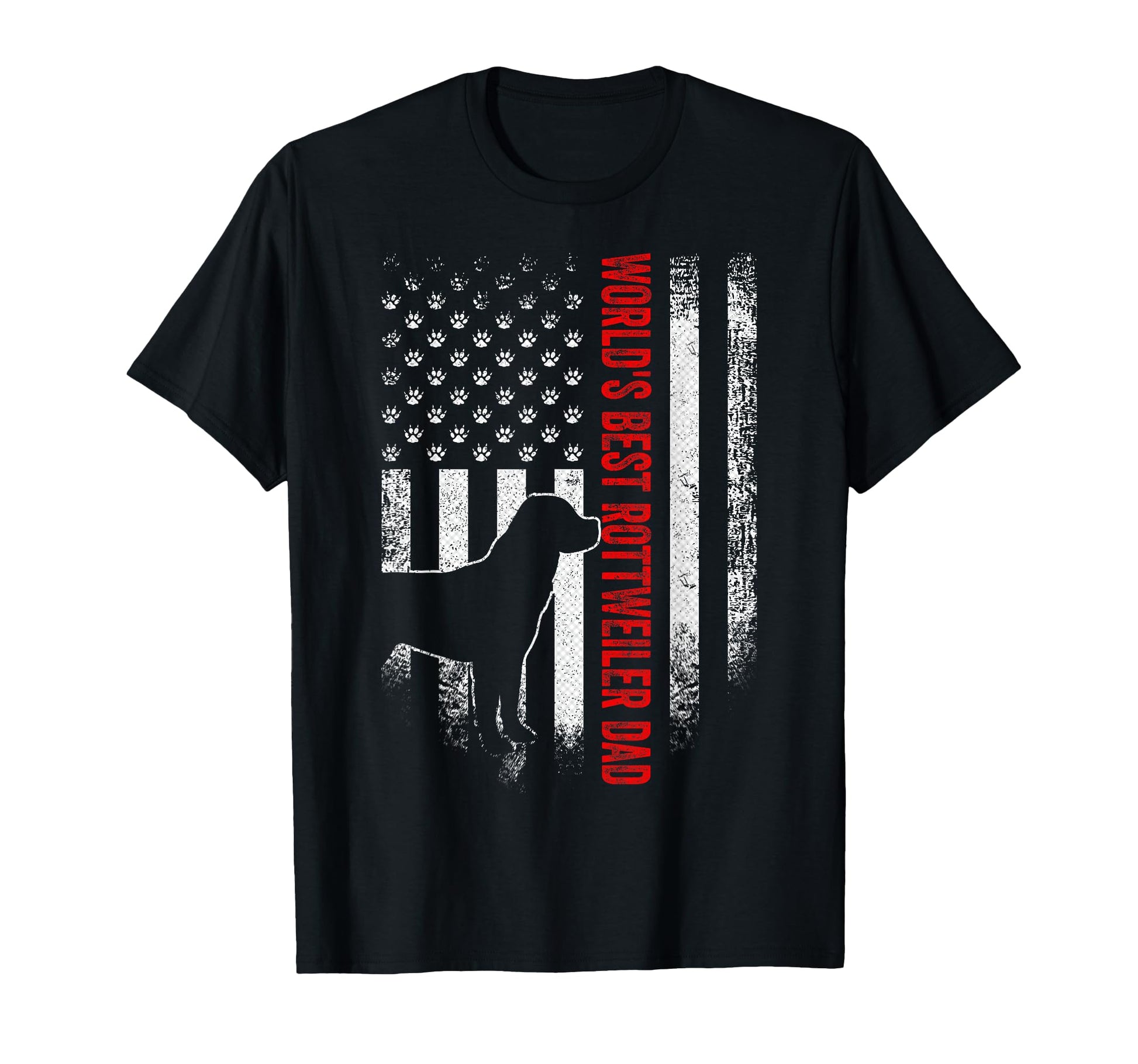 American Flag Worlds Best Rottweiler Dad T-Shirt - Graphic Print Unisex - T-Shirt, Sweatshirt, Hoodie