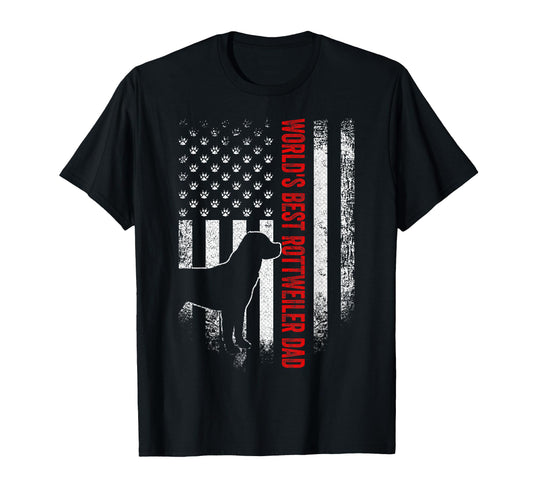 American Flag Worlds Best Rottweiler Dad T-Shirt - Graphic Print Unisex - T-Shirt, Sweatshirt, Hoodie