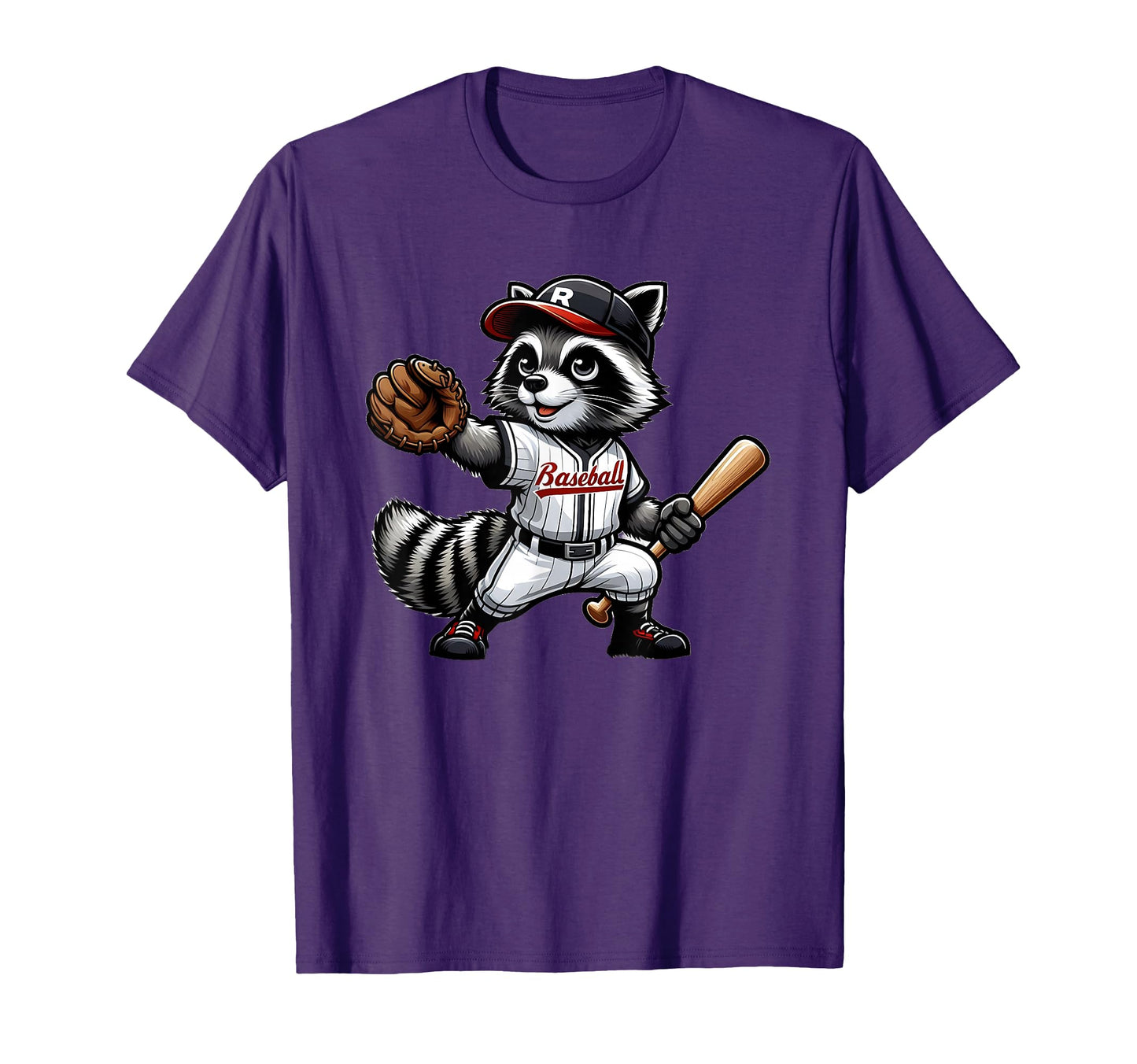 Raccoon Baseball Player T-Shirt - Fun Novelty Design Men Women - T-Shirt, Sweatshirt, Hoodie