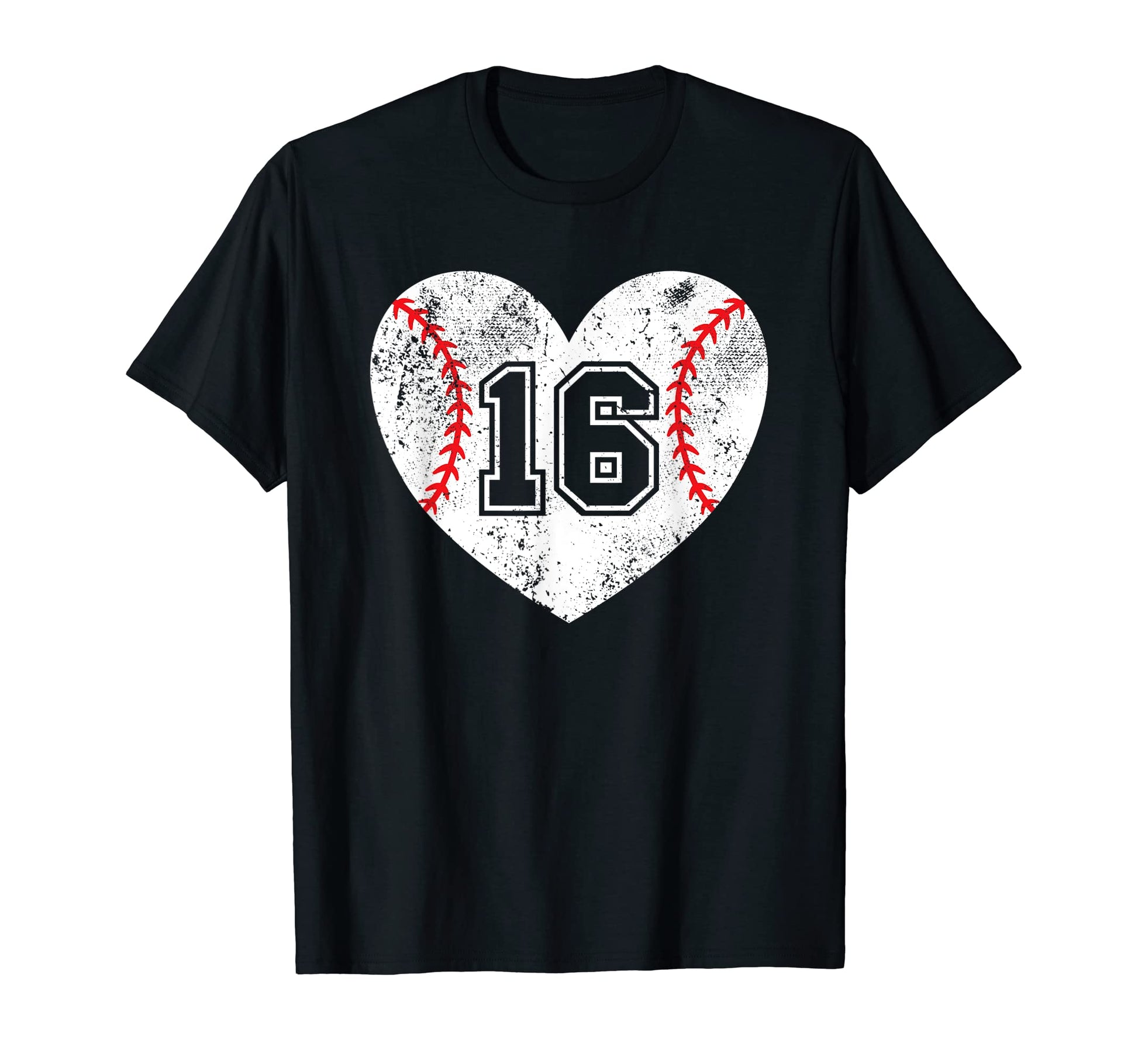 Baseball Heart Player 16 Baseball Mom Dad T-Shirt - Graphic Print Unisex - T-Shirt, Sweatshirt, Hoodie