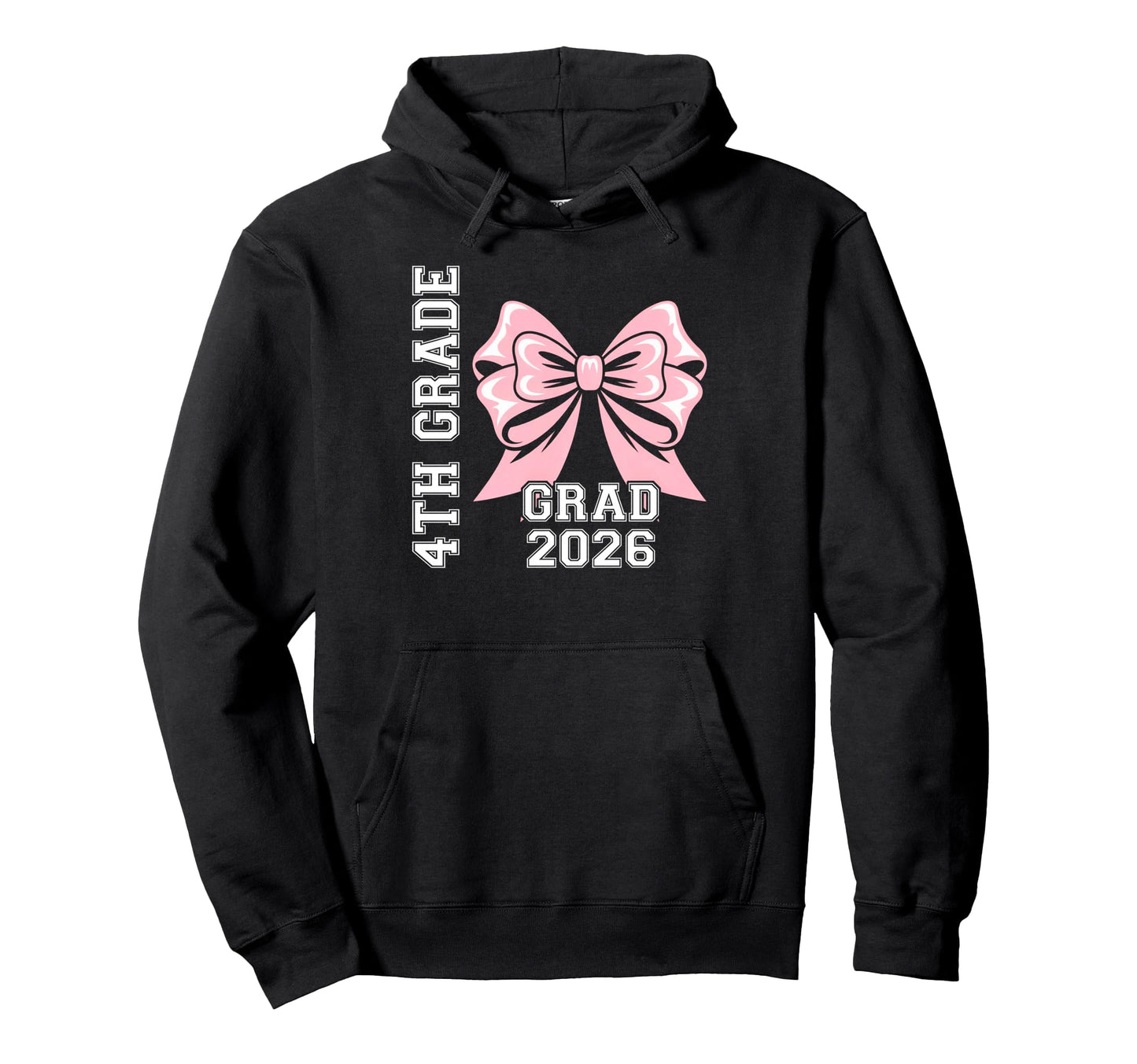 4Th Grade Grad 2026 Bow Graduate Hoodie - Novelty Apparel for Adults - T-Shirt, Sweatshirt, Hoodie