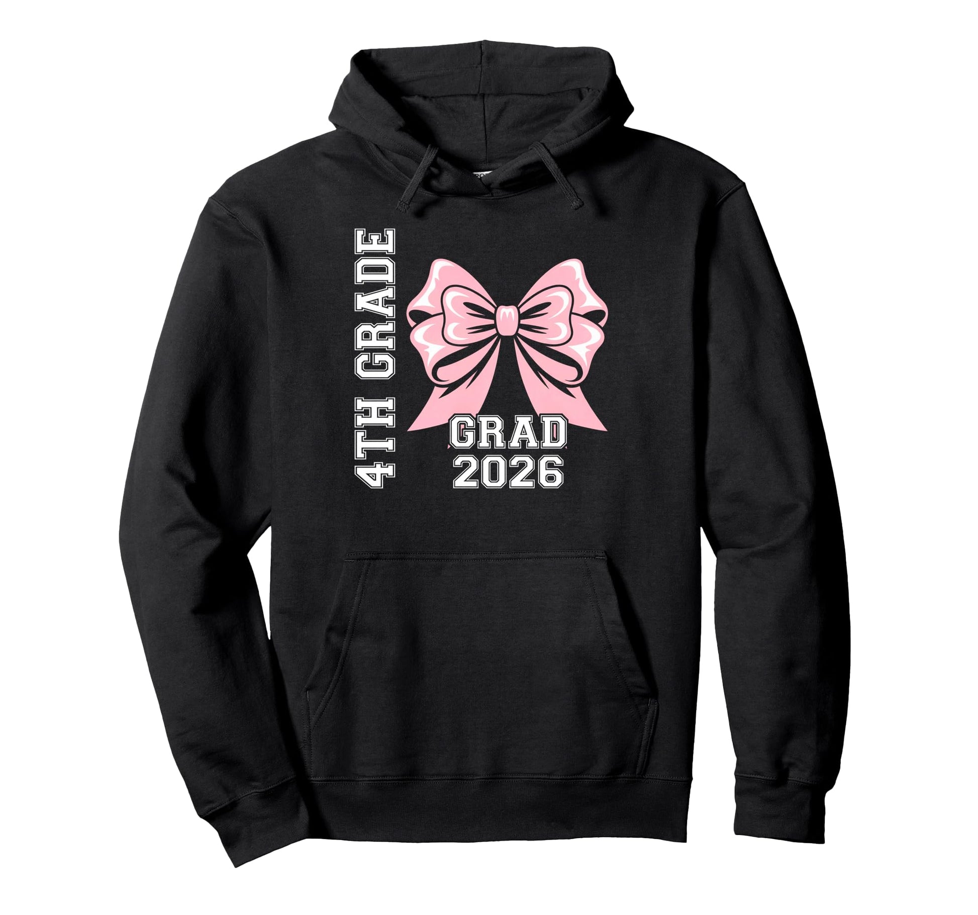 4Th Grade Grad 2026 Bow Graduate Hoodie - Novelty Apparel for Adults - T-Shirt, Sweatshirt, Hoodie
