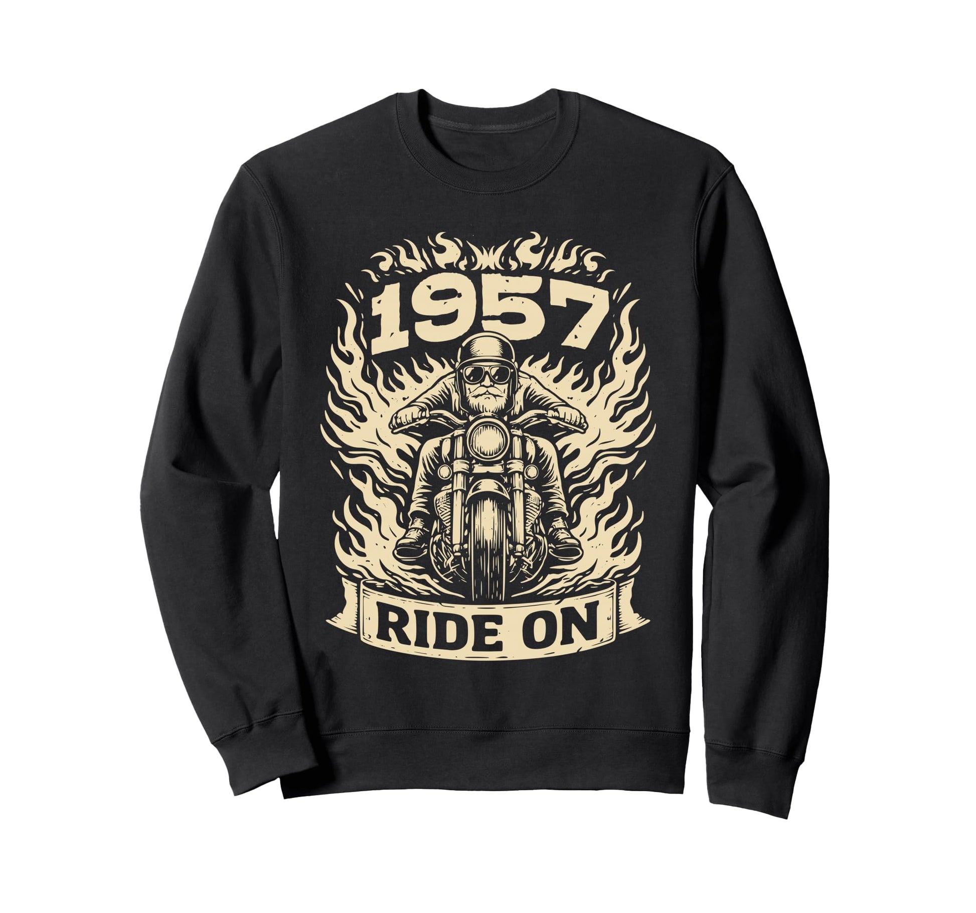 Biker 1957 Ride Birthday Motorcycle Sweatshirt - Trendy Graphic Unisex - T-Shirt, Sweatshirt, Hoodie