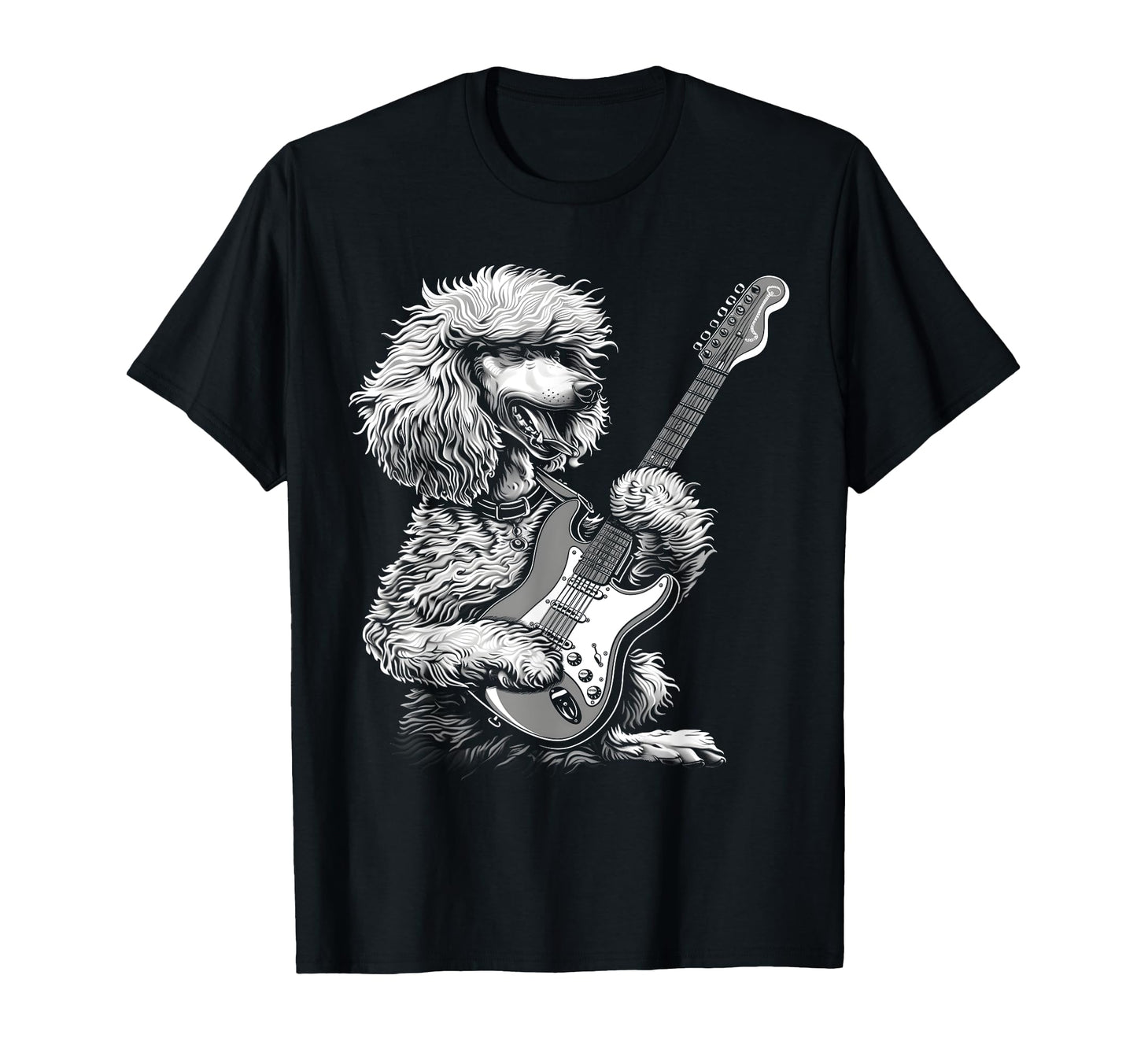 Funny Poodle Dog Playing Electric T-Shirt - Fun Novelty Design for Adults - T-Shirt, Sweatshirt, Hoodie
