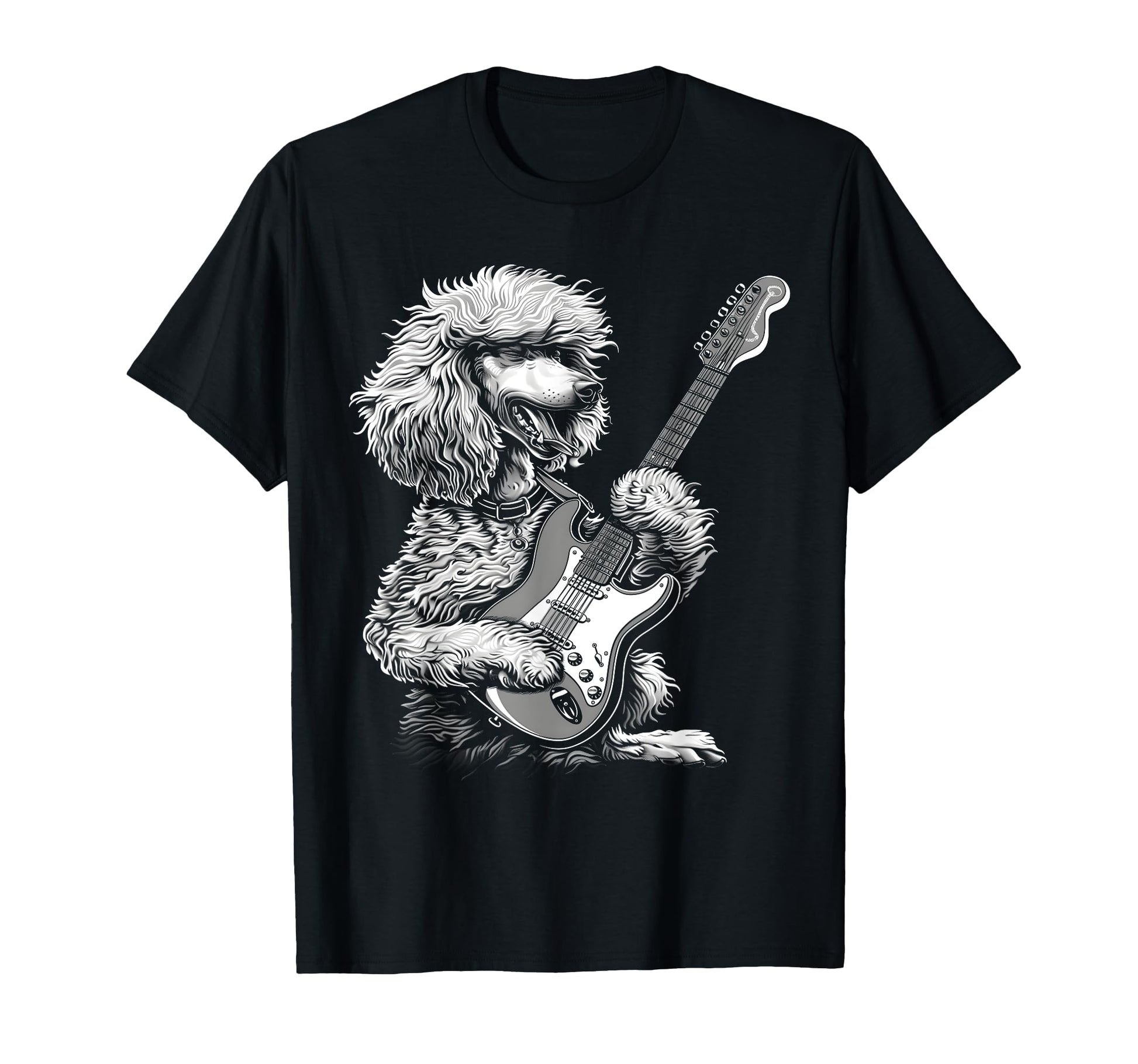 Funny Poodle Dog Playing Electric T-Shirt - Fun Novelty Design for Adults - T-Shirt, Sweatshirt, Hoodie
