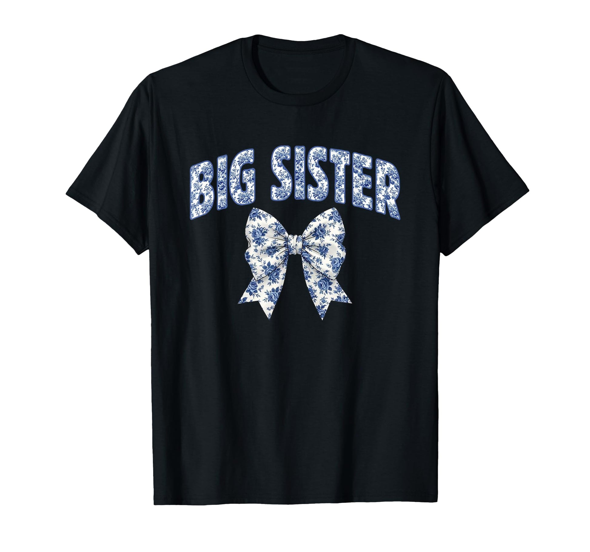 Big Sister Coquette Toile Blue Bow T-Shirt - Aesthetic Graphic for Adults - T-Shirt, Sweatshirt, Hoodie