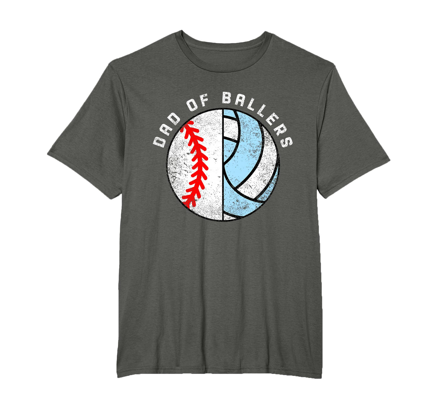 Dad Ballers Funny Baseball Volleyball Dad T-Shirt - Custom Art Print Unisex - T-Shirt, Sweatshirt, Hoodie