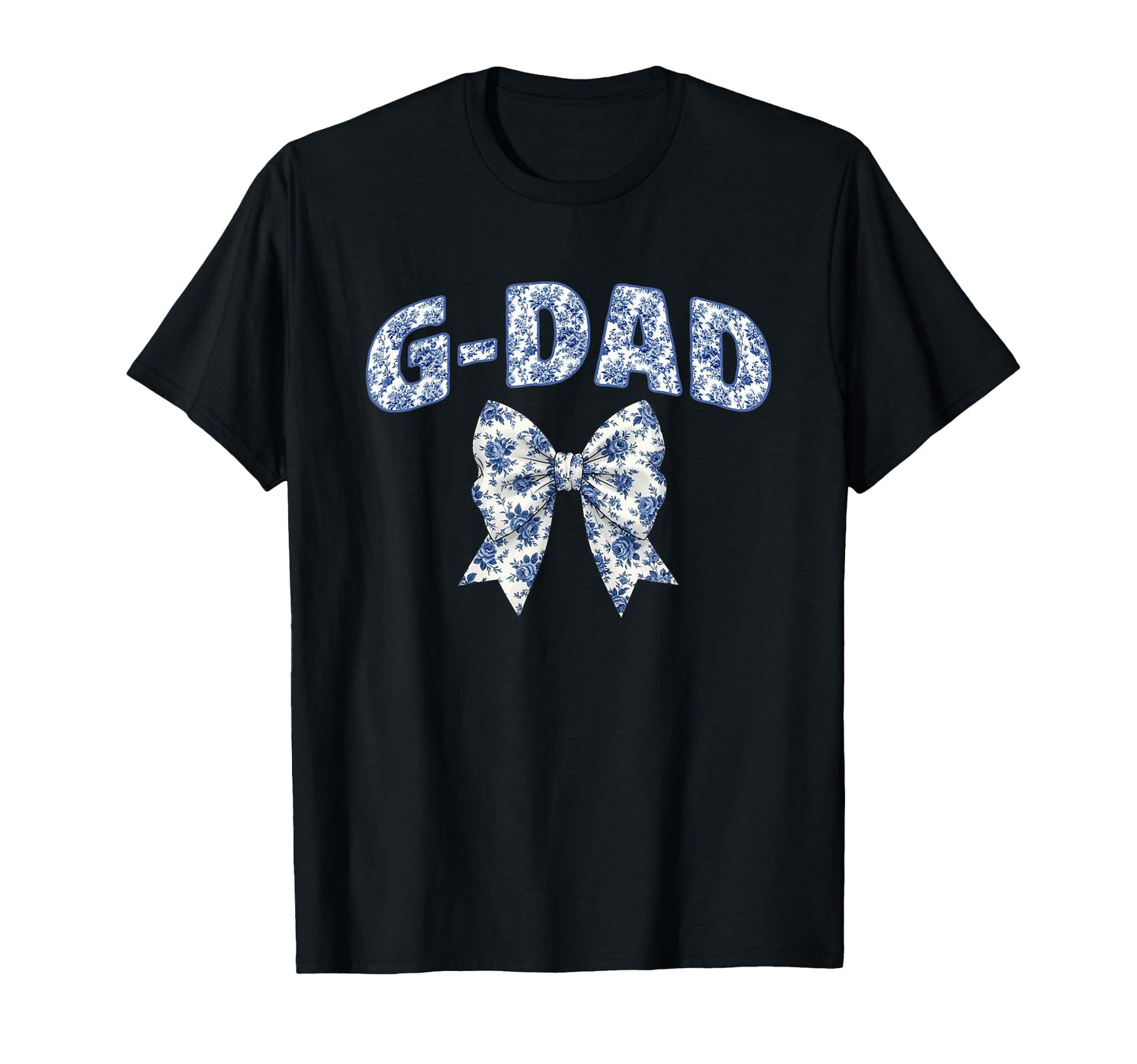 G Dad Coquette Toile Blue Bow Floral T-Shirt - Trendy Graphic for Adults - T-Shirt, Sweatshirt, Hoodie